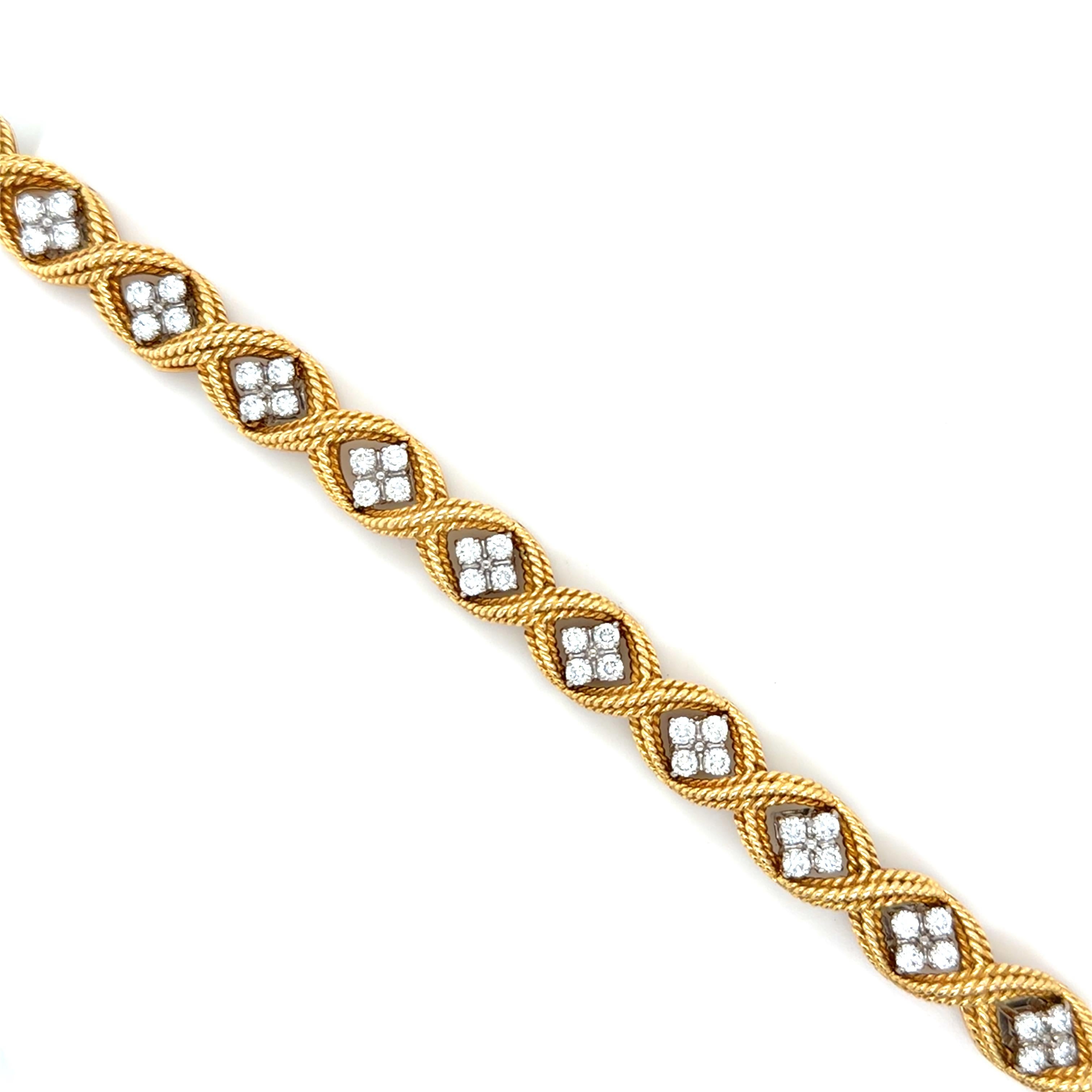 Jabel, 18K Bicolor Gold and Diamond Bracelet For Sale 1
