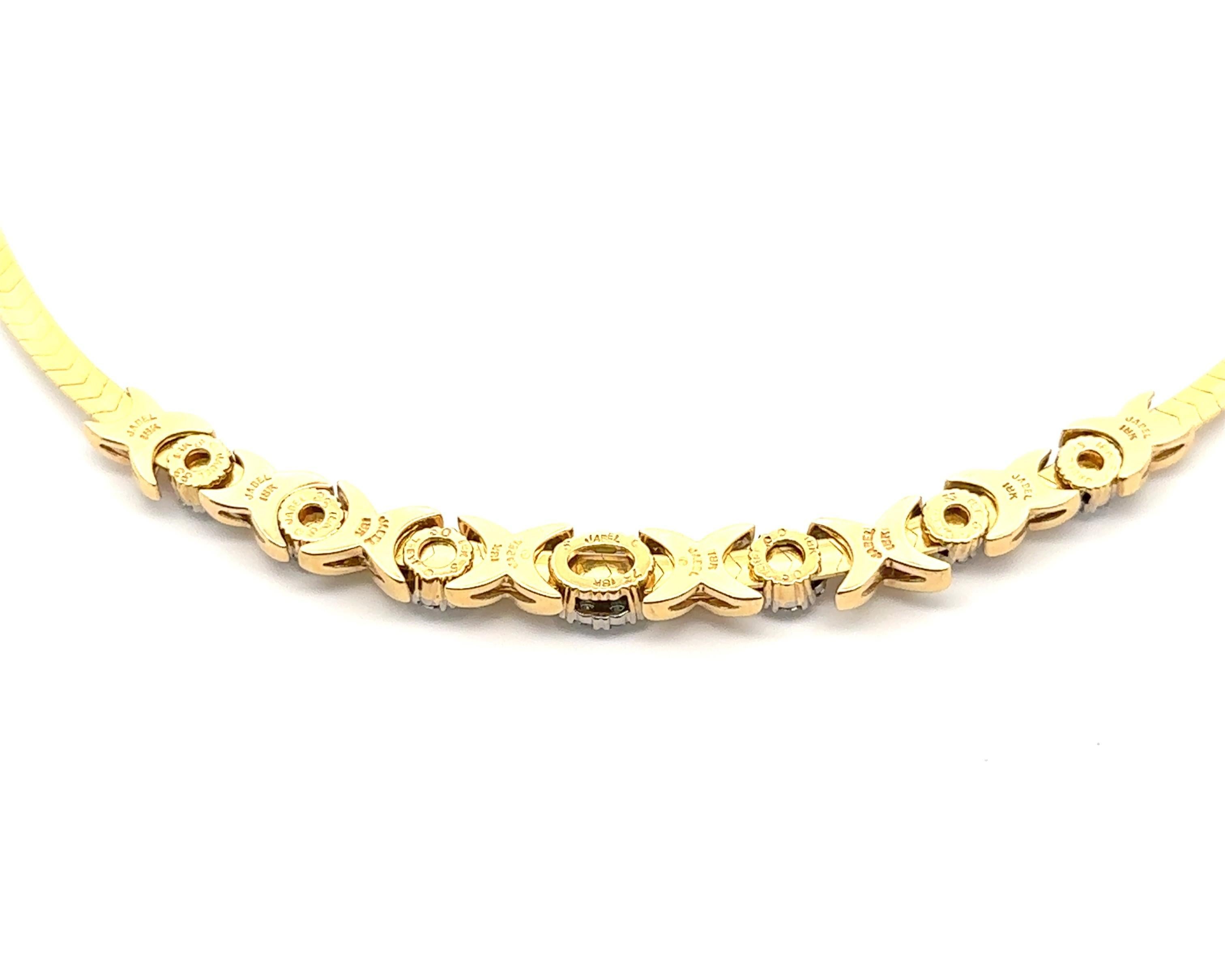 Jabel, collana in oro massiccio 18k con diamanti XO da 3,07 carati e catena Omega a scorrimento in vendita 3