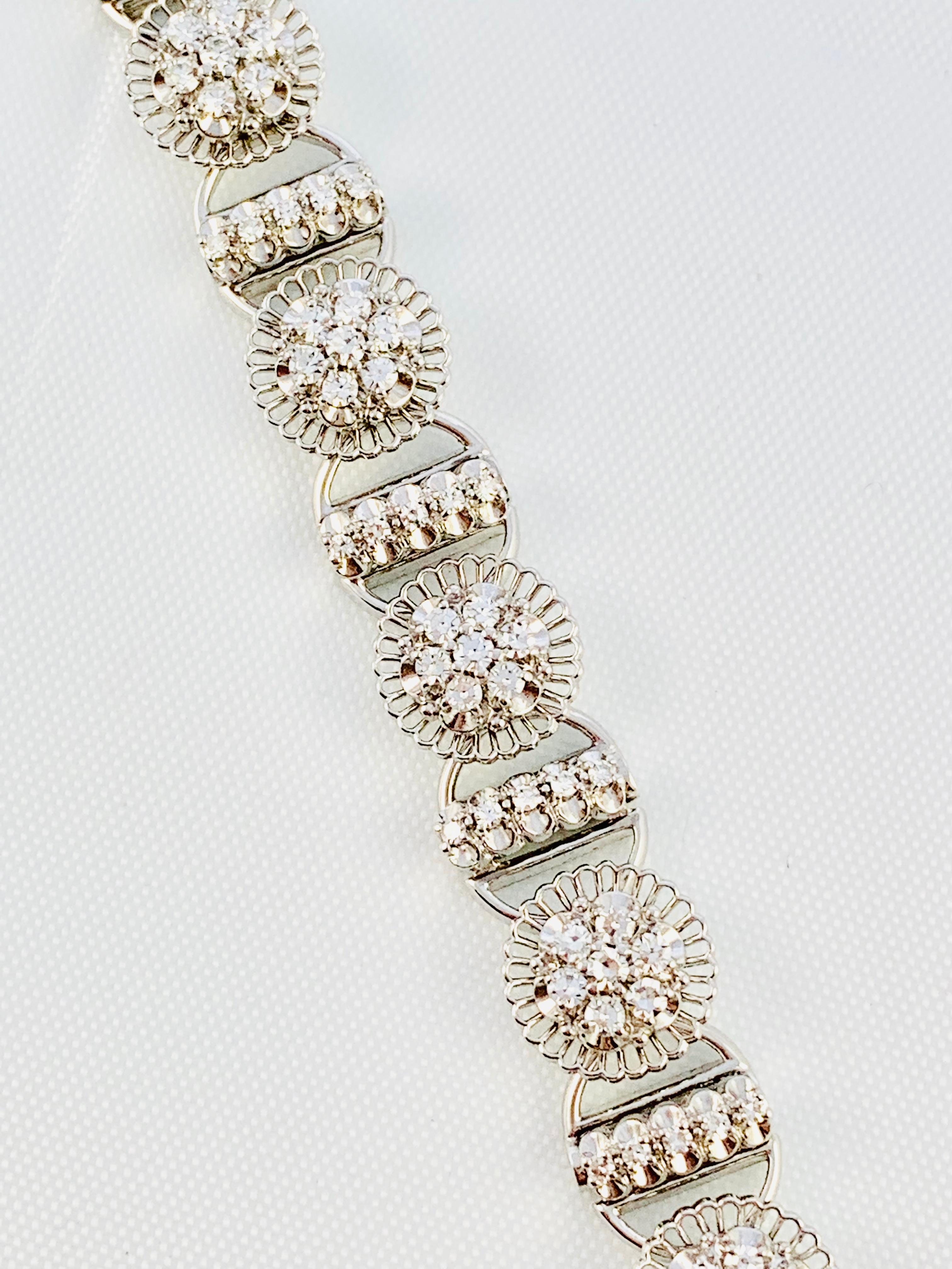 Jabel 18 Karat White Gold and Diamond Full Section Bracelet 3