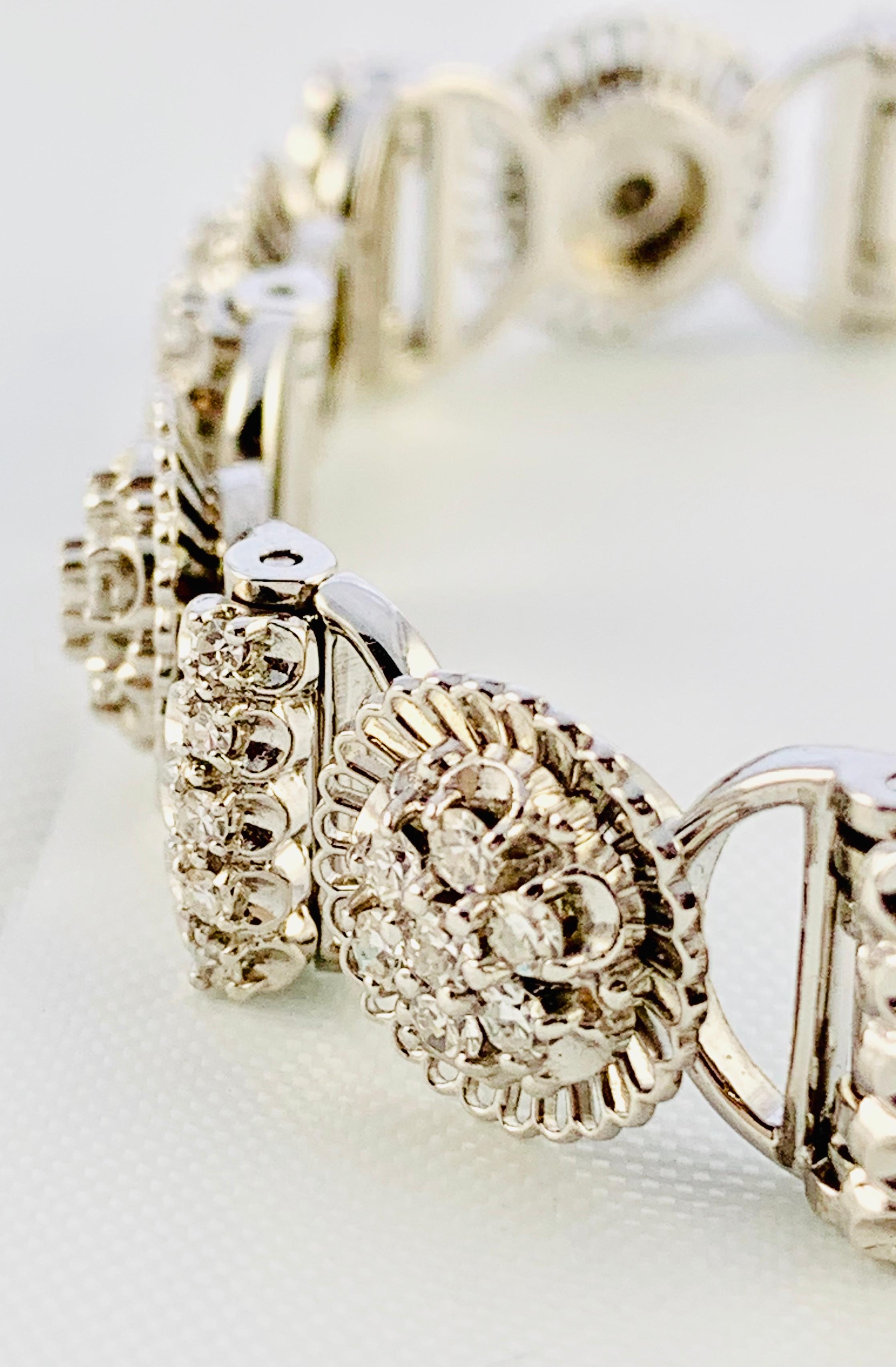 Jabel 18 Karat White Gold and Diamond Full Section Bracelet 4