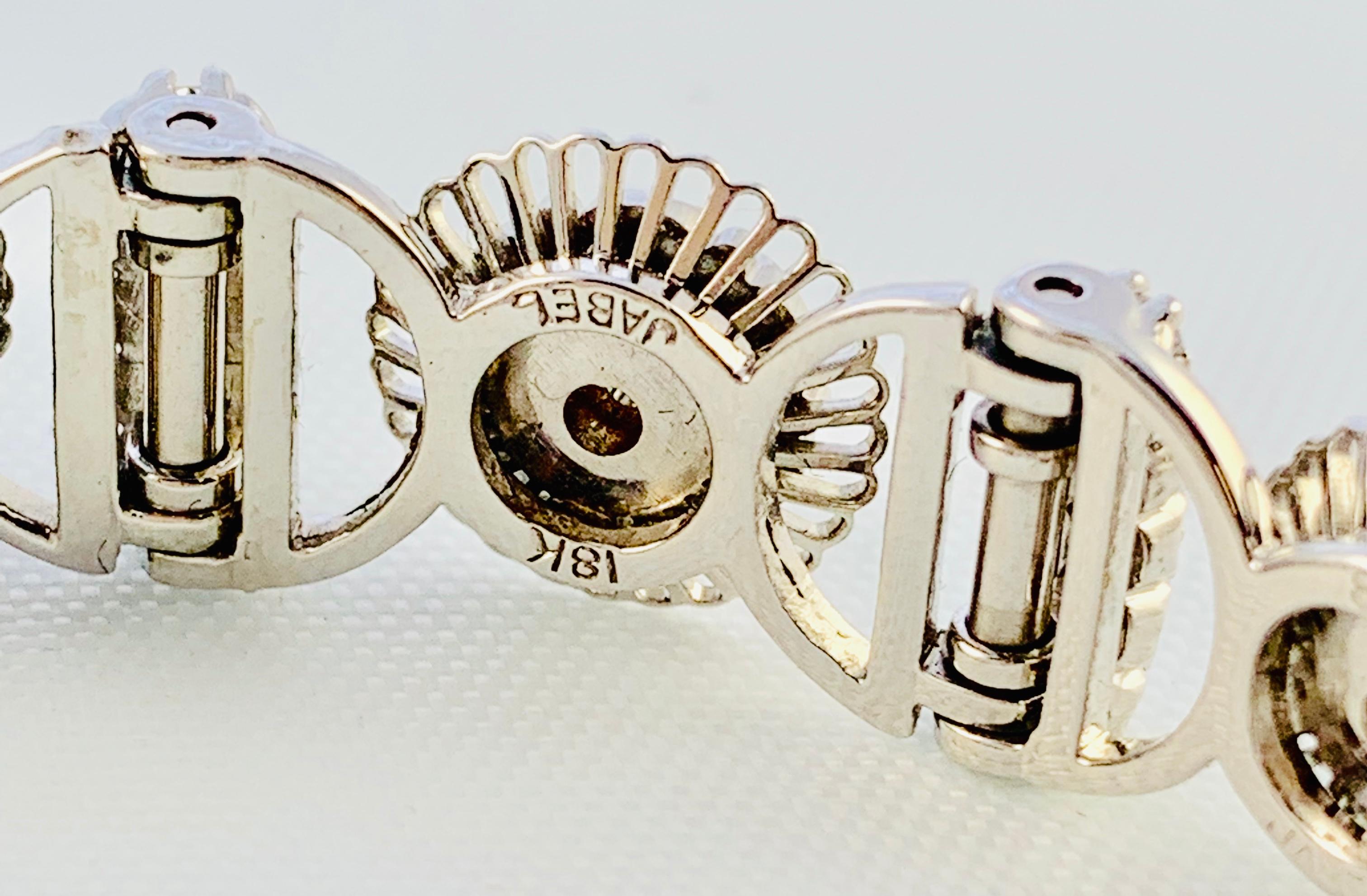 Contemporary Jabel 18 Karat White Gold and Diamond Full Section Bracelet