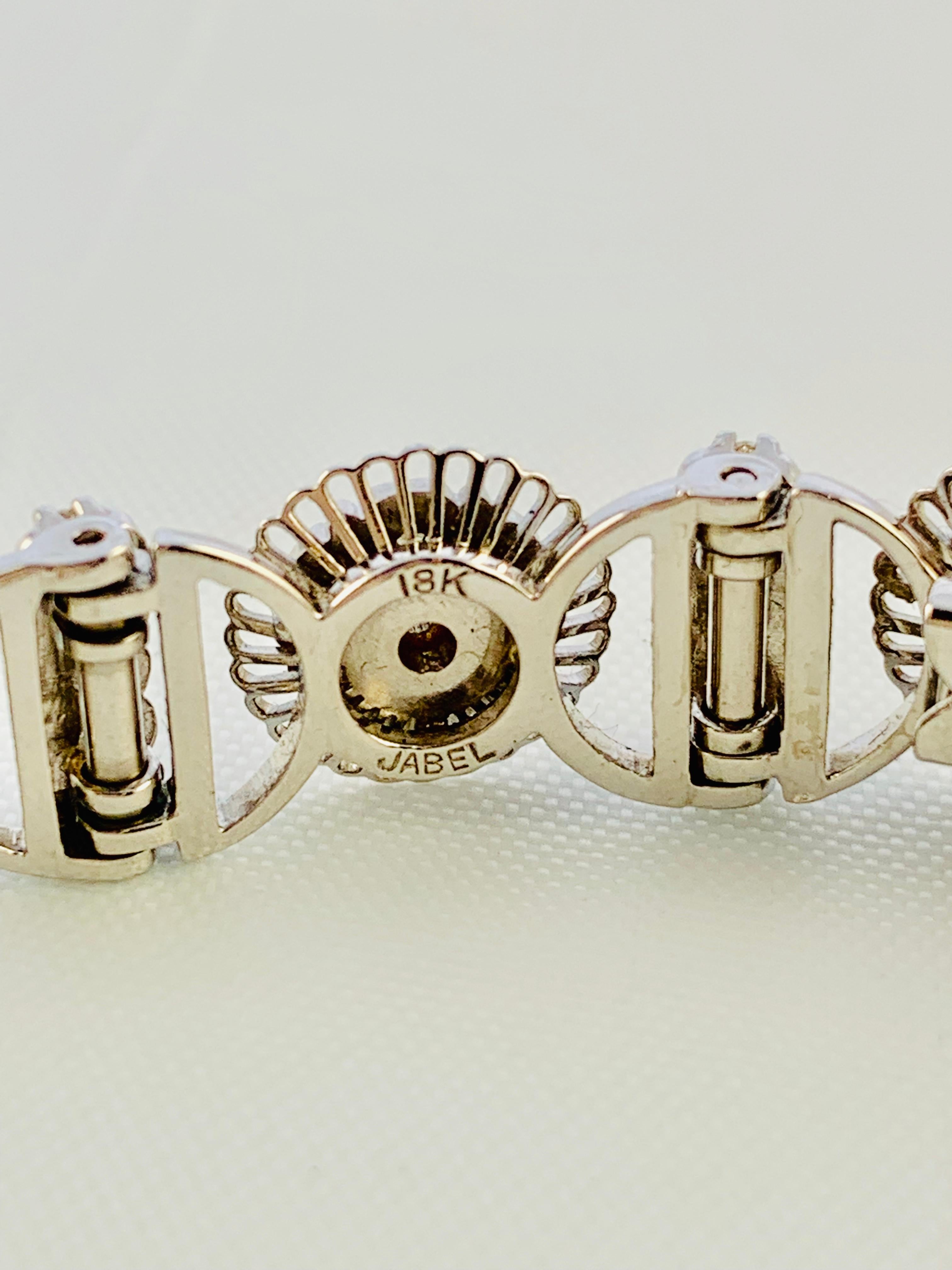 Jabel 18 Karat White Gold and Diamond Full Section Bracelet In Excellent Condition In Birmingham, AL