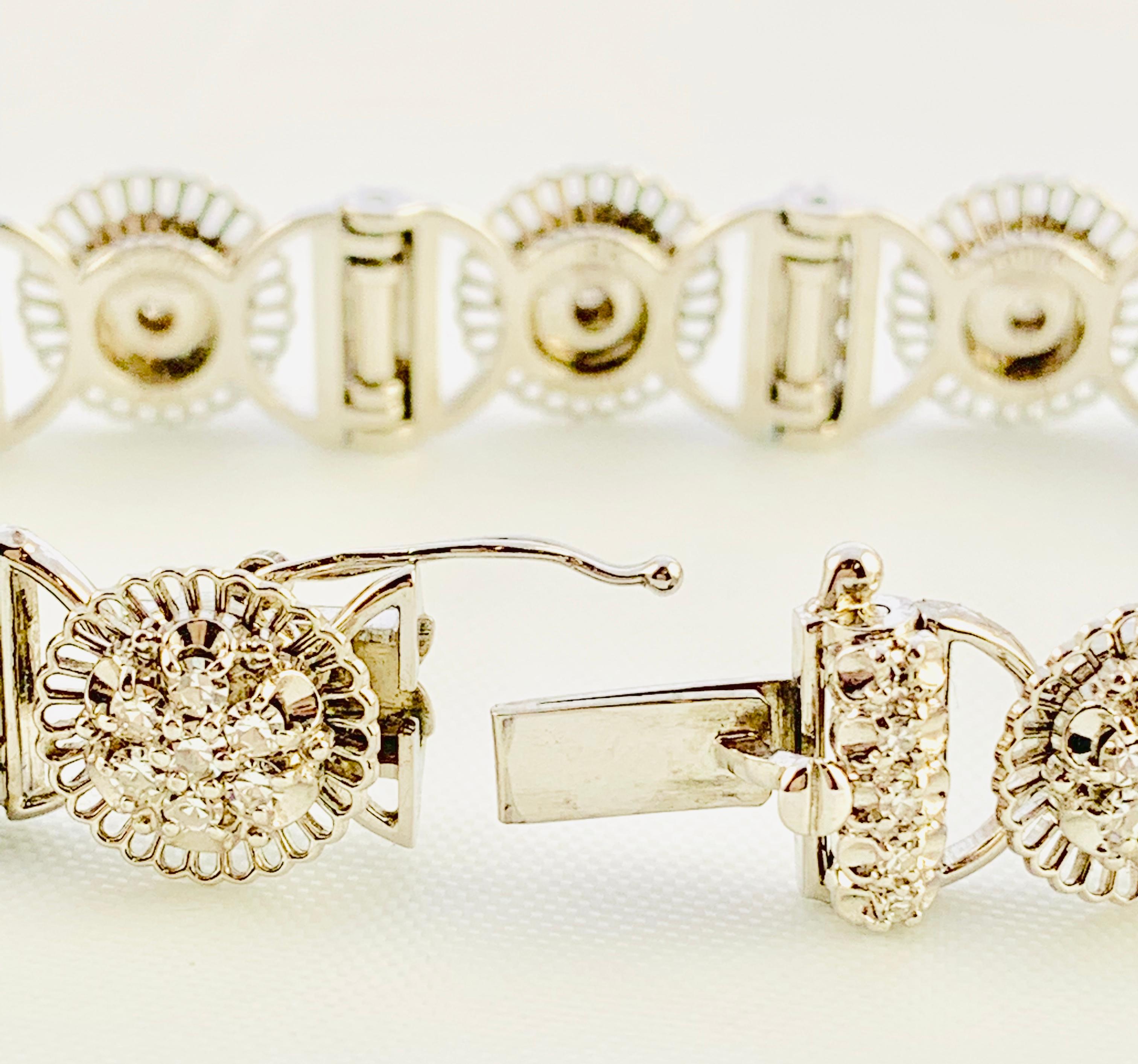 Women's Jabel 18 Karat White Gold and Diamond Full Section Bracelet