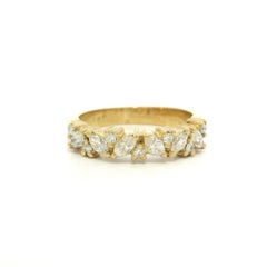 Jabel 18k Yellow Gold 0.52ctw Alternating Marquise Round Diamond Stack Band Ring