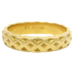 Jabel 18k Yellow Gold 4.6mm Lattice Pattern Eternity Stack Wedding Band Ring