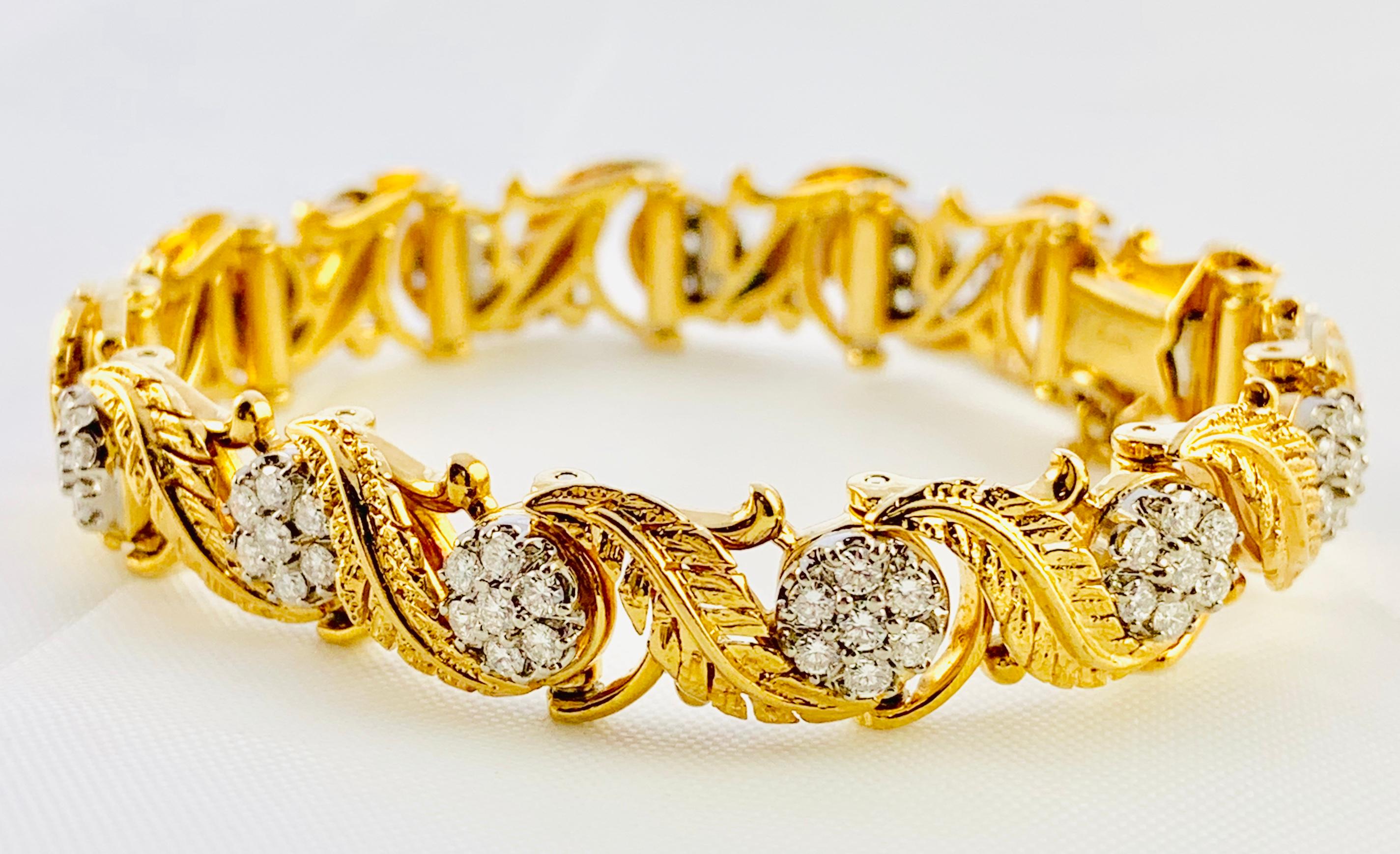 Contemporary Jabel 18 Karat Yellow Gold and Diamond Add A Section Bracelet