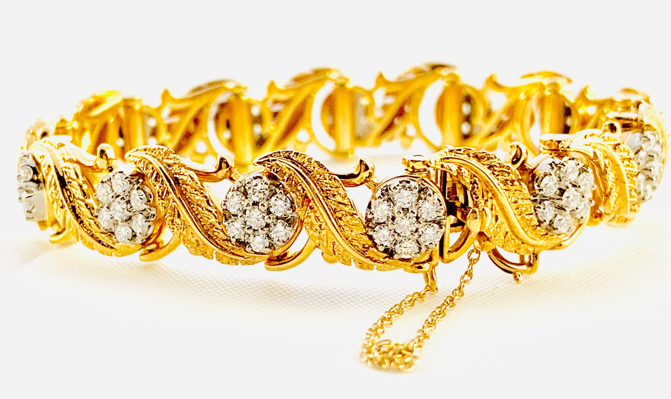 Round Cut Jabel 18 Karat Yellow Gold and Diamond Add A Section Bracelet