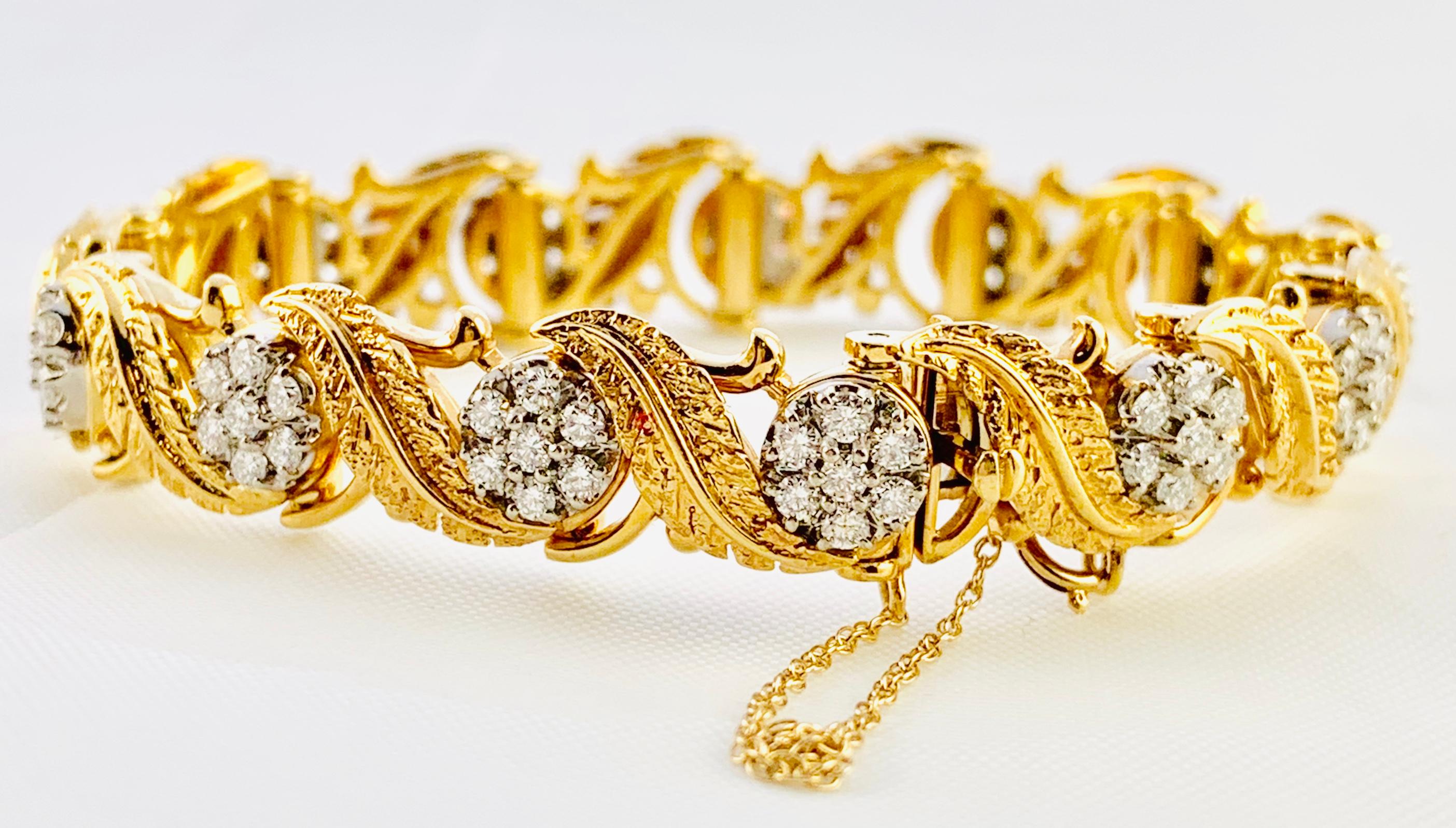 Jabel 18 Karat Yellow Gold and Diamond Add A Section Bracelet In Excellent Condition In Birmingham, AL