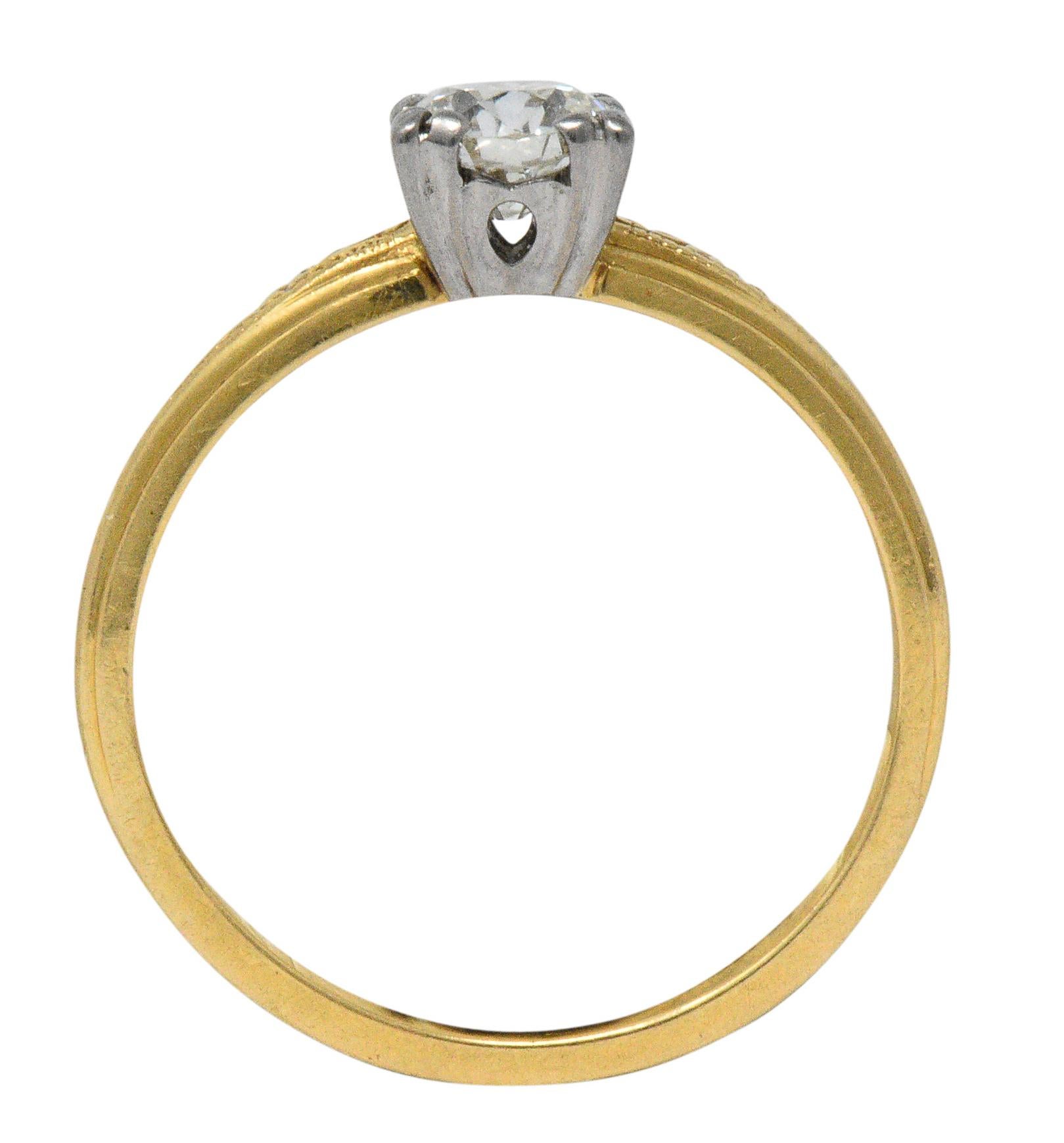 Jabel 1920s 0.90 Carat Diamond 18 Karat Gold Engagement Ring In Excellent Condition In Philadelphia, PA