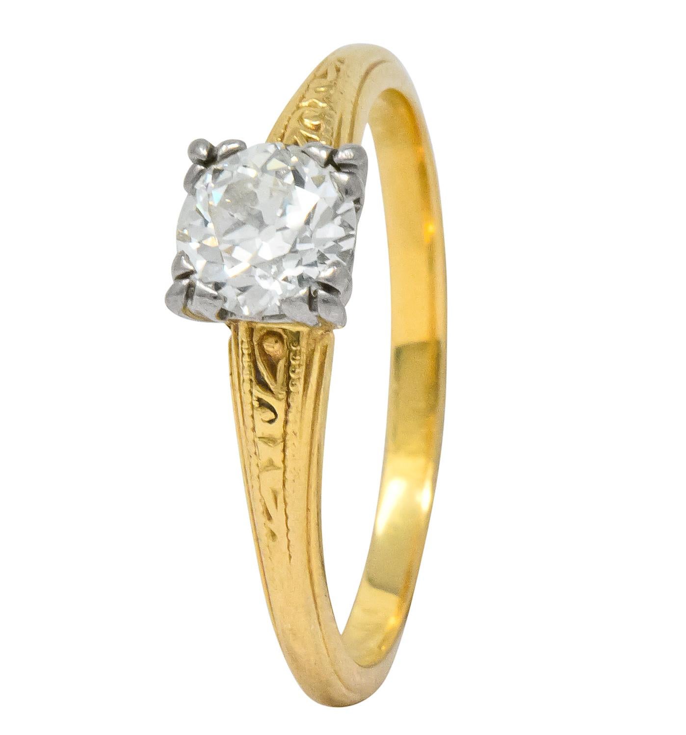 Jabel 1920s 0.90 Carat Diamond 18 Karat Gold Engagement Ring 1