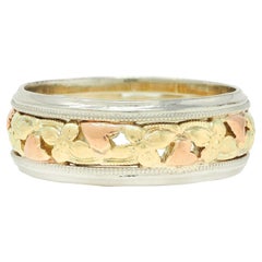 Jabel 1990's 14 Karat Tri-Colored Gold Vintage Orange Blossom Unisex Band Ring