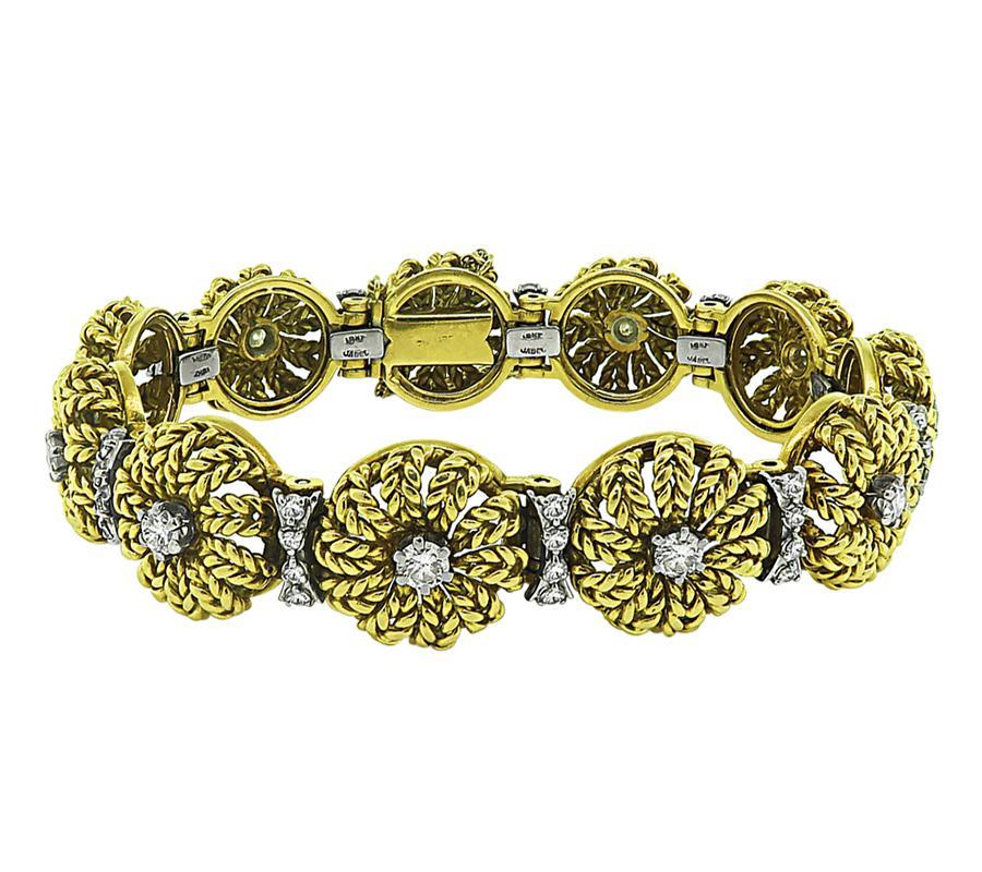 Jabel Pulsera de Oro con Diamantes 2.00ct Corte redondo en venta