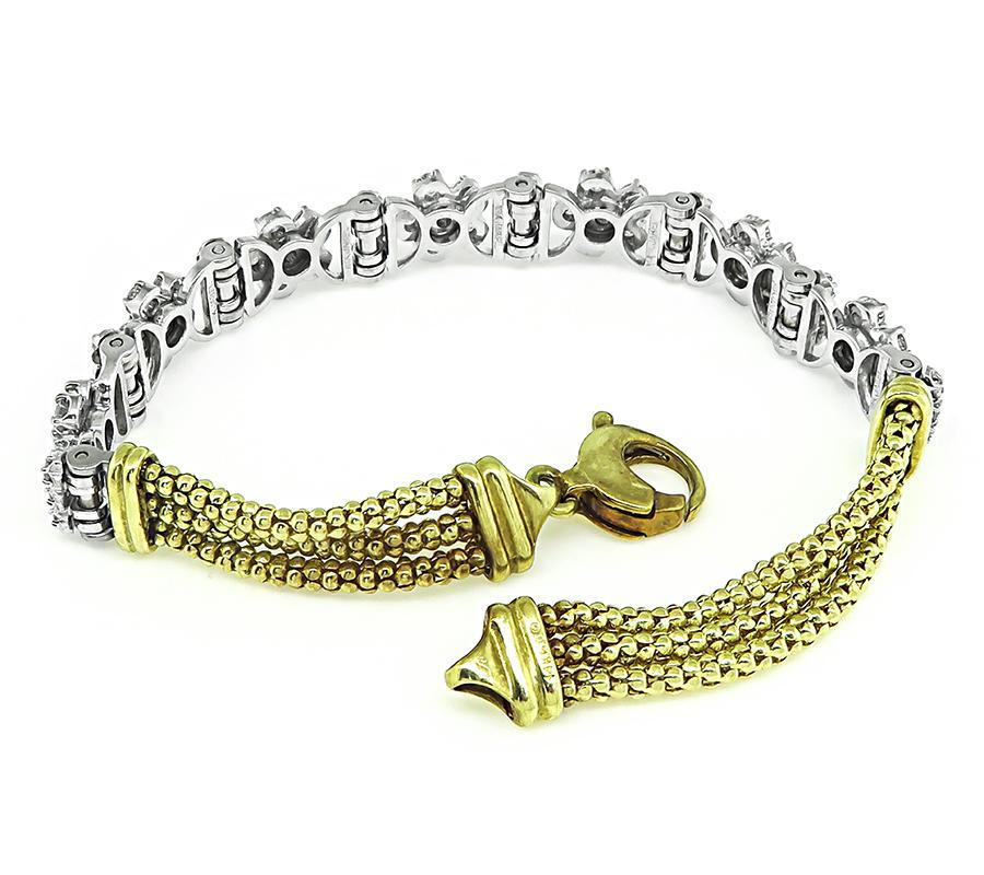 Round Cut Jabel 2.50ct Diamond Yellow and White Gold Bracelet For Sale