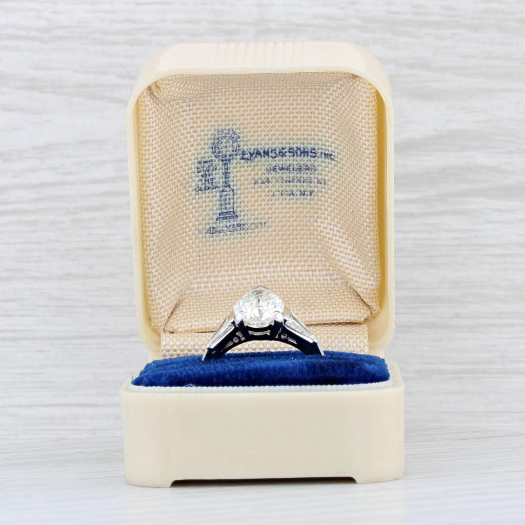 Jabel 2.88ctw Pear Diamond Engagement Ring 18k White Gold 5.75 GIA Box Vintage For Sale 5