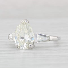 Jabel 2.88ctw Pear Diamond Engagement Ring 18k White Gold 5.75 GIA Box Vintage
