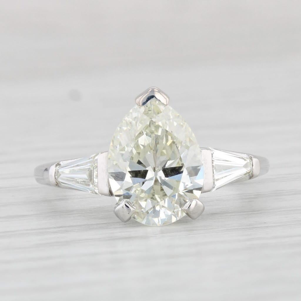 Pear Cut Jabel 2.88ctw Pear Diamond Engagement Ring 18k White Gold 5.75 GIA Box Vintage For Sale