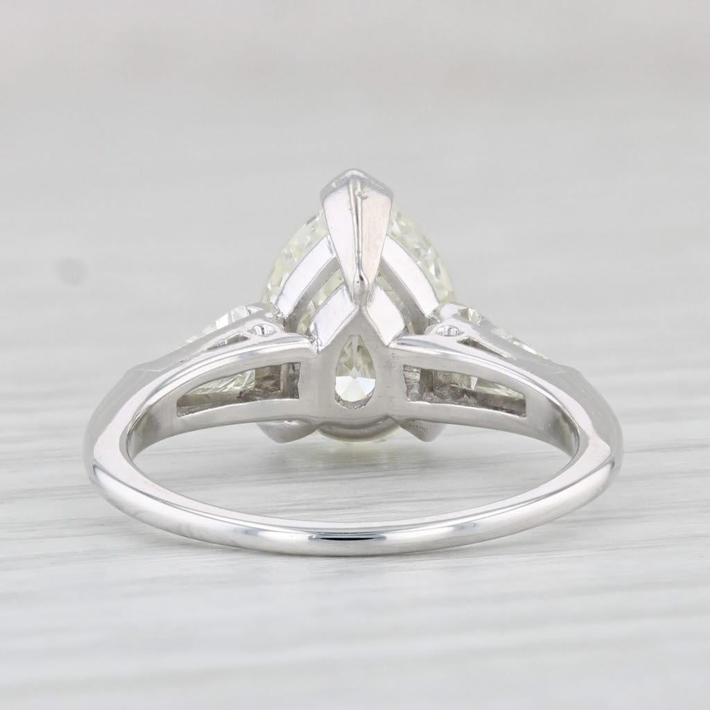 Women's Jabel 2.88ctw Pear Diamond Engagement Ring 18k White Gold 5.75 GIA Box Vintage For Sale