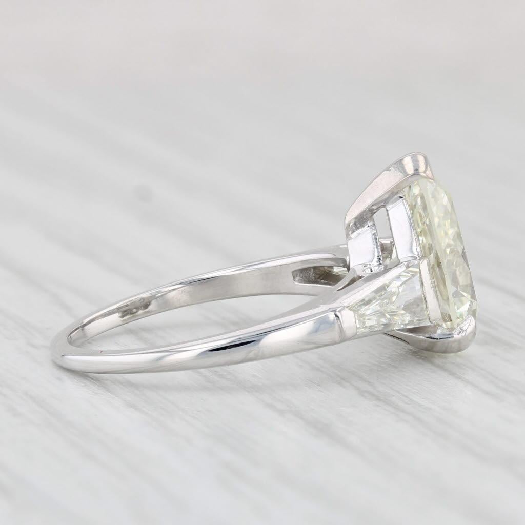 Jabel 2.88ctw Pear Diamond Engagement Ring 18k White Gold 5.75 GIA Box Vintage For Sale 1