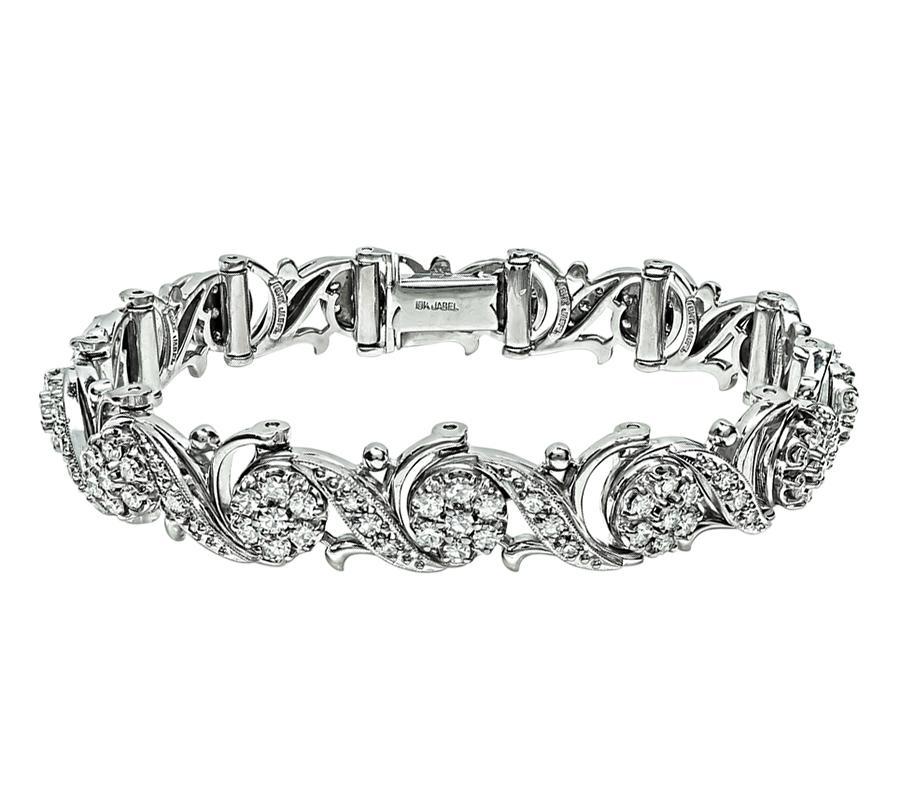 Round Cut Jabel 5.00ct Diamond Gold Bracelet For Sale