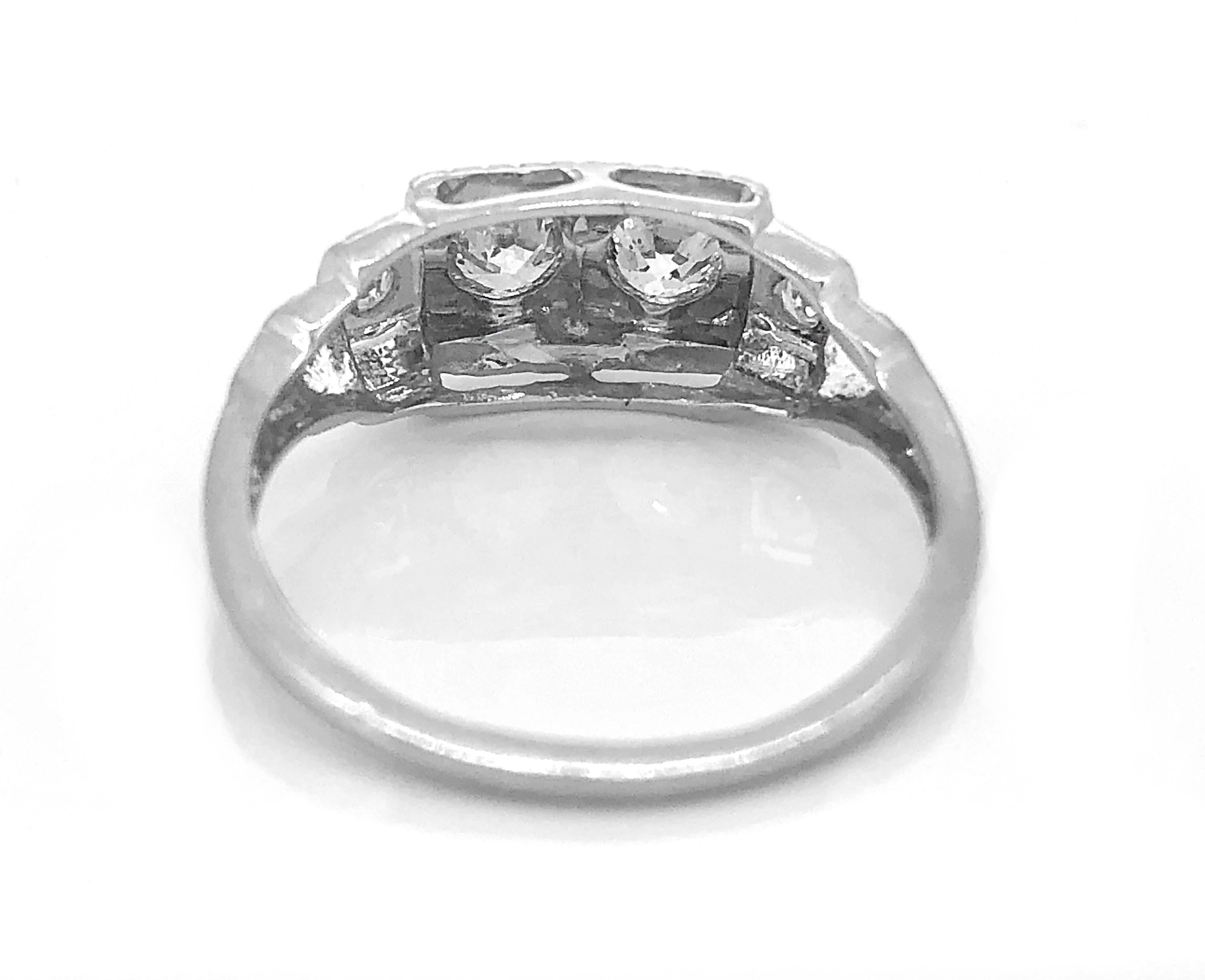 Art Deco Jabel .55 Carats Diamonds White Gold Engagement Fashion Ring   For Sale