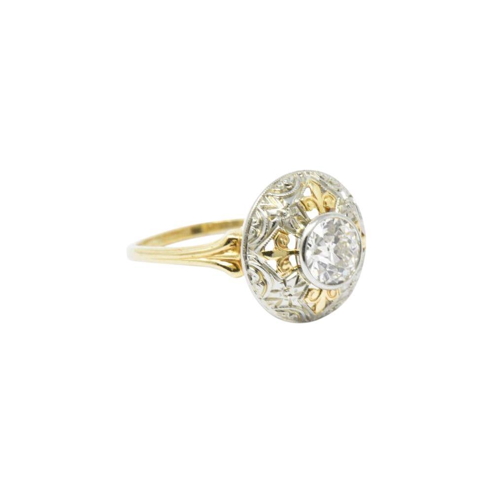 Women's or Men's Jabel 0.75 CTW Diamond 14 Karat Tri-Colored Gold Retro Engagement Ring