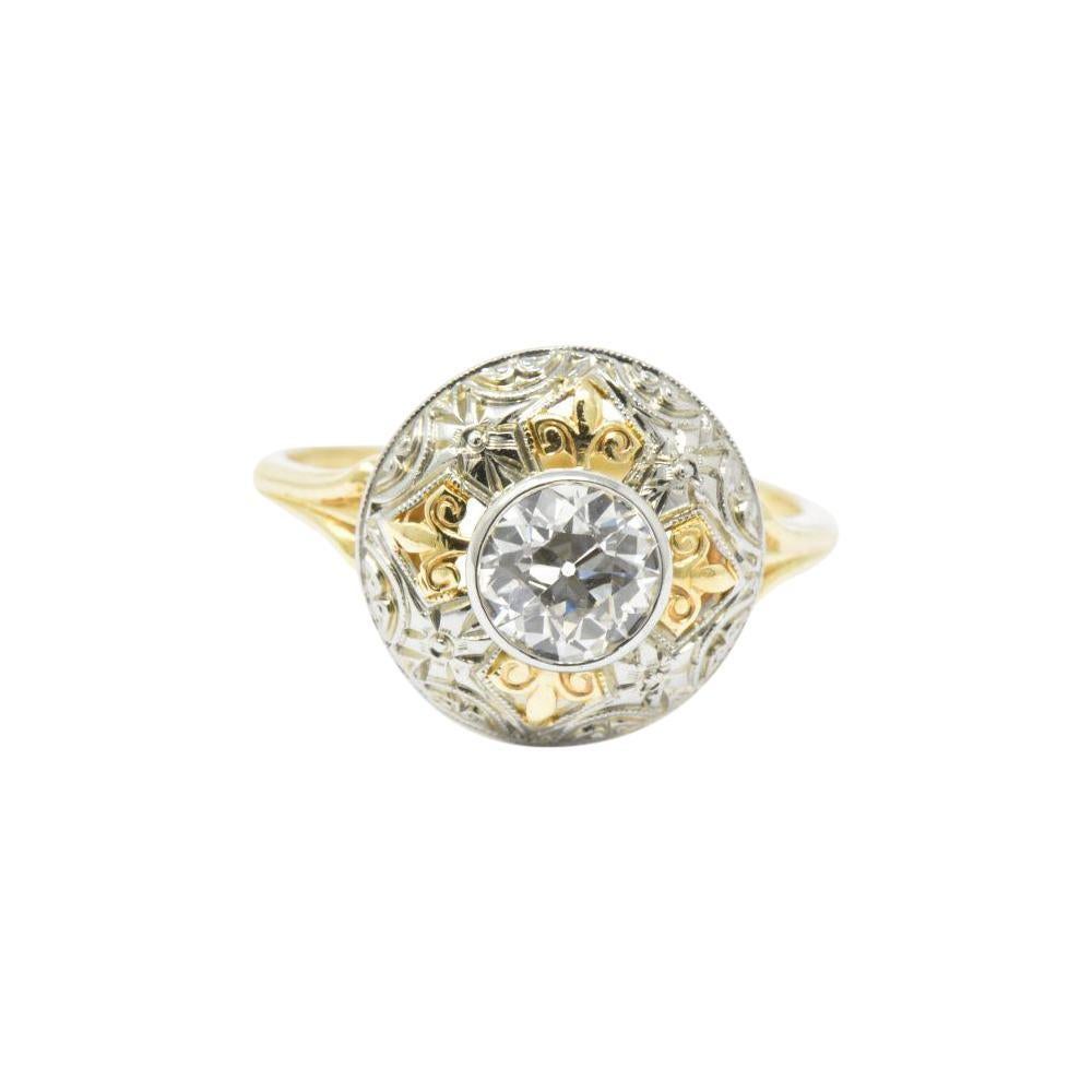 Jabel 0.75 CTW Diamond 14 Karat Tri-Colored Gold Retro Engagement Ring 1