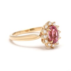 Jabel .95ctw Pink Tourmaline & Diamond Ring, 18k Yellow Gold, Ring Size 5