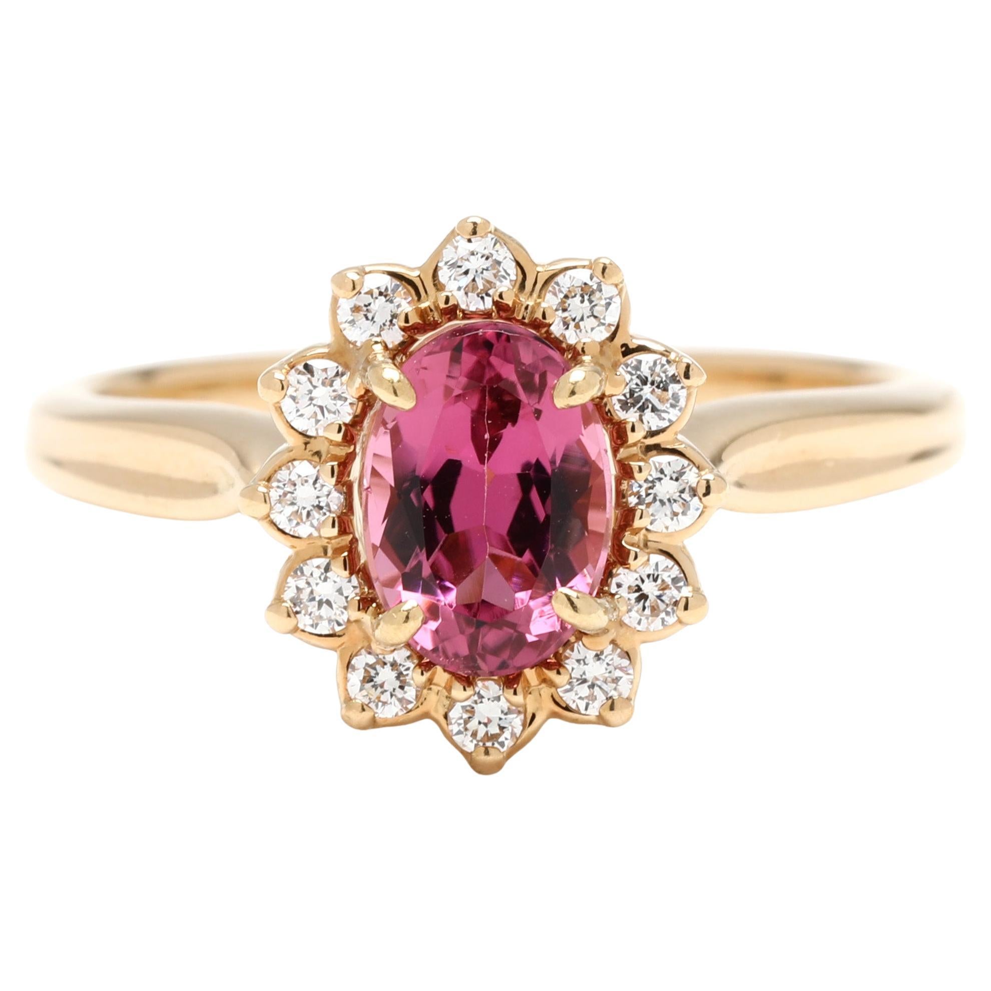 Jabel .95ctw Pink Tourmaline 
Diamond Ring, 18k Yellow Gold, Ring Size 5