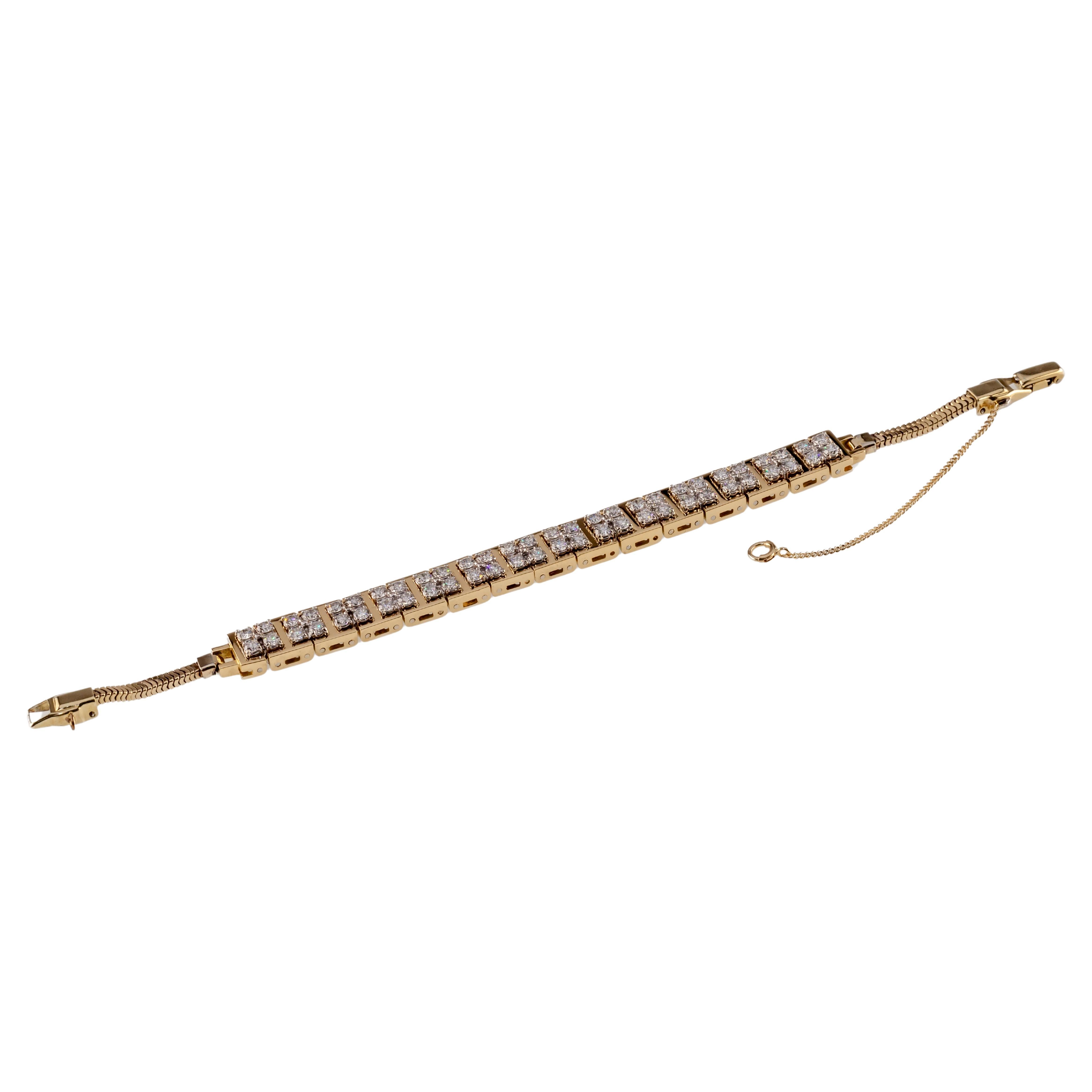 Jabel Add-A-Link 18k Gold Vintage Diamond Bracelet 6.75" Gorgeous! TCW ~5.6 ct For Sale