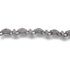Jabel Antique Filigree Diamond Cluster Bracelet 18K White Gold with Floral Motif