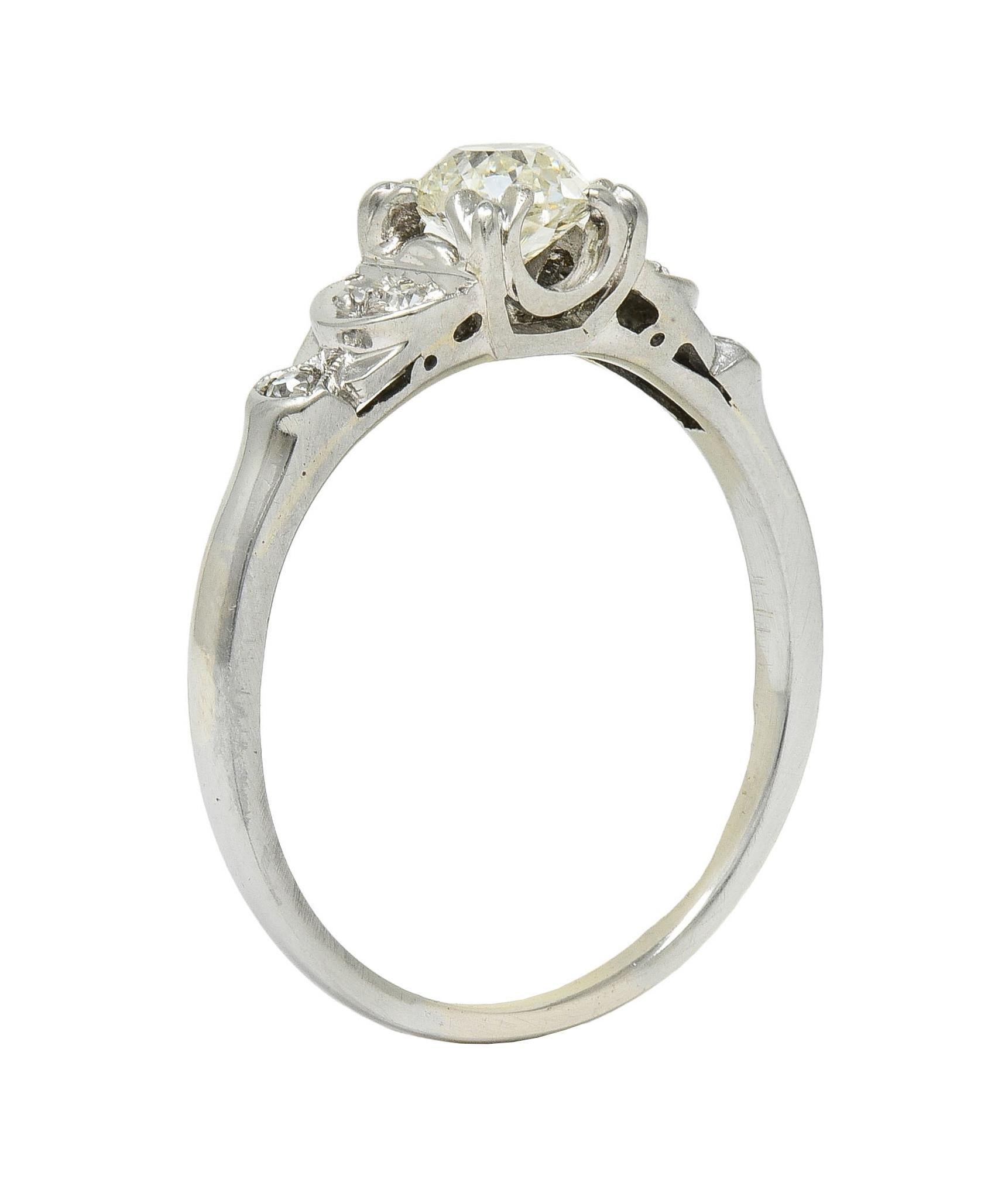 Jabel Art Deco 0.64 CTW Old Mine Cut Diamond 18 Karat White Gold Engagement Ring 7