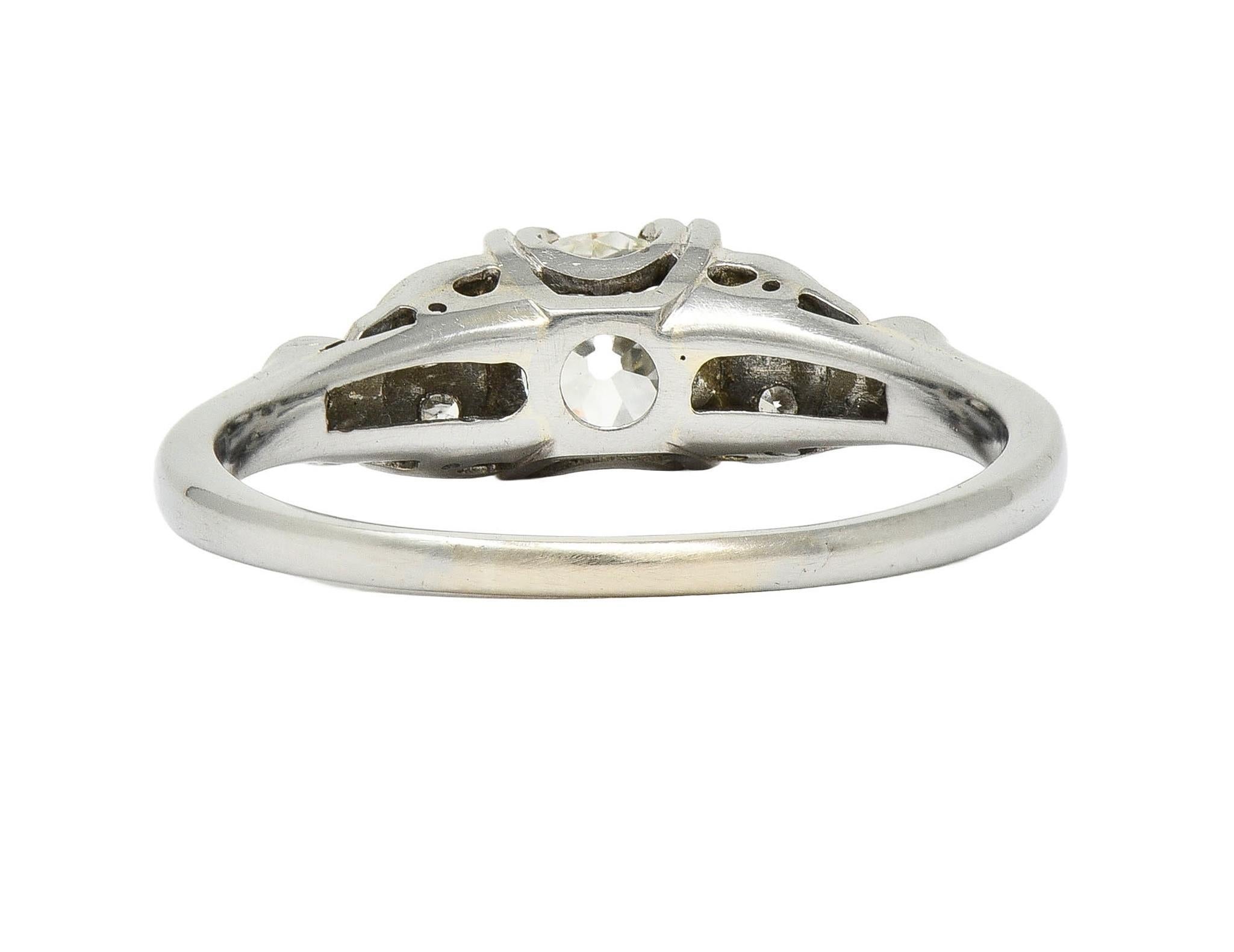 Jabel Art Deco 0.64 CTW Old Mine Cut Diamond 18 Karat White Gold Engagement Ring 2