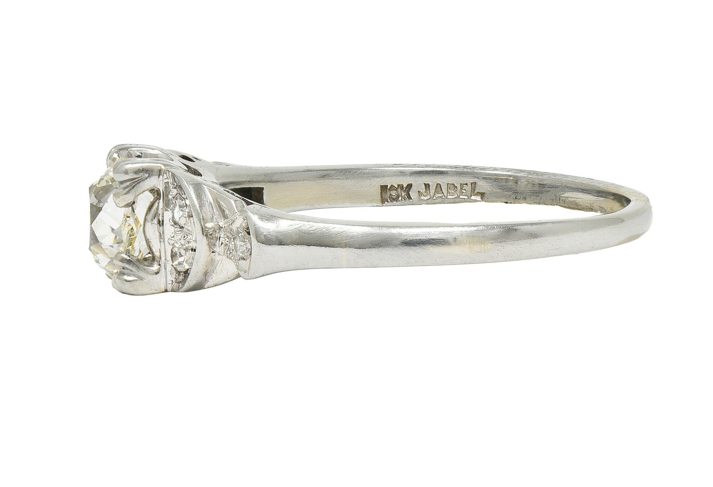 Jabel Art Deco 0.64 CTW Old Mine Cut Diamond 18 Karat White Gold Engagement Ring 3