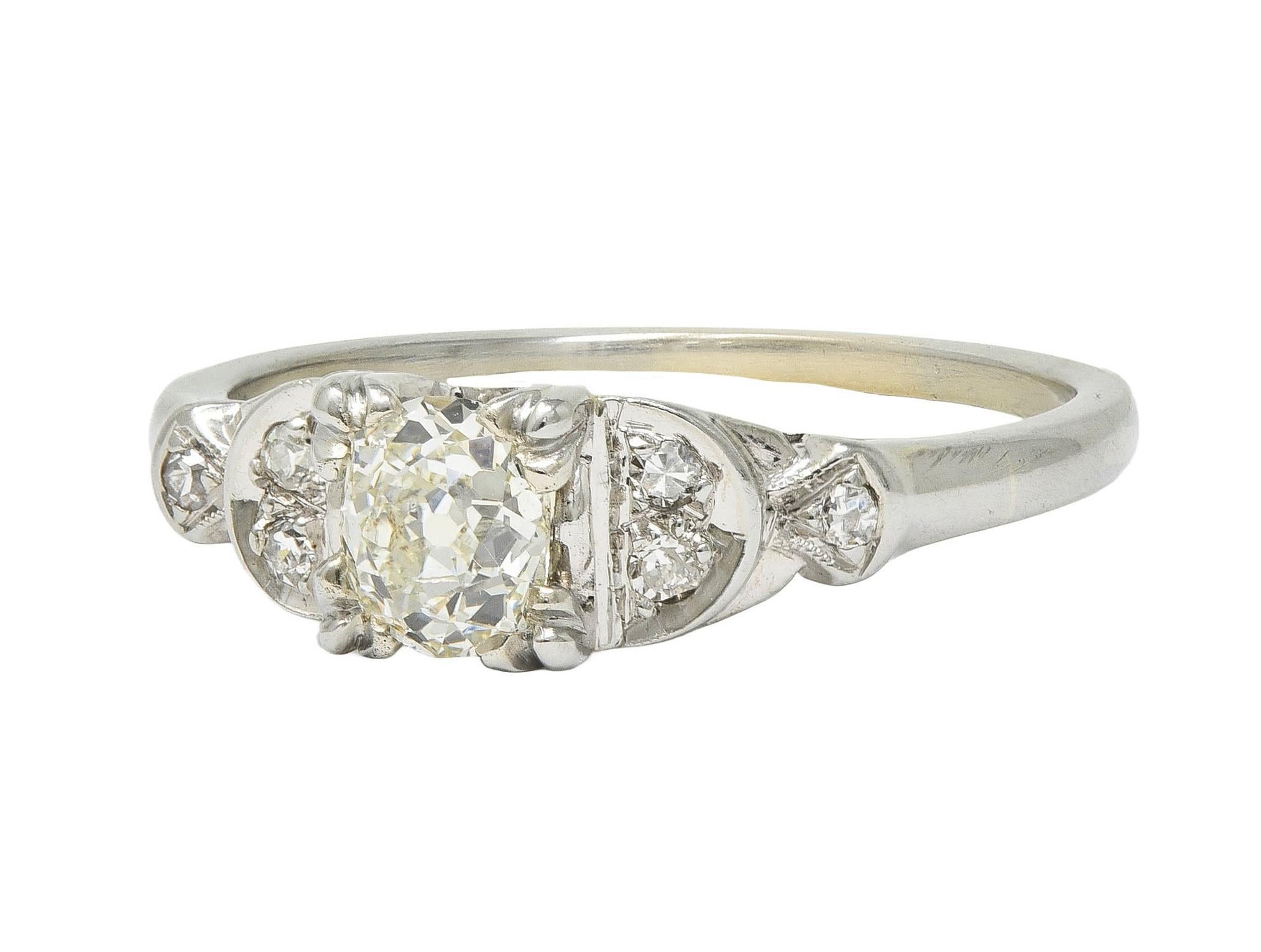 Jabel Art Deco 0.64 CTW Old Mine Cut Diamond 18 Karat White Gold Engagement Ring 4
