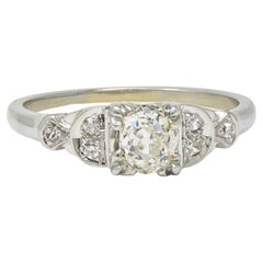 Anillo de compromiso Jabel Art Decó 0,64 CTW Diamante talla antigua en oro blanco de 18 quilates