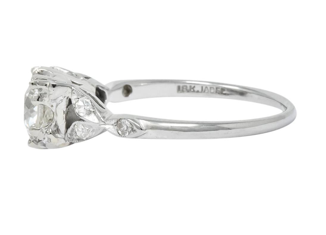 Women's or Men's Jabel Art Deco 1.00 Carat Diamond 18 Karat Gold Engagement Ring GIA