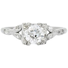 Jabel Art Deco 1.00 Carat Diamond 18 Karat Gold Engagement Ring GIA