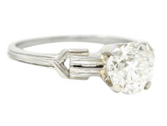 Jabel Art Deco 1.36 Carats Diamond 18 Karat Gold Buckle Engagement Ring GIA