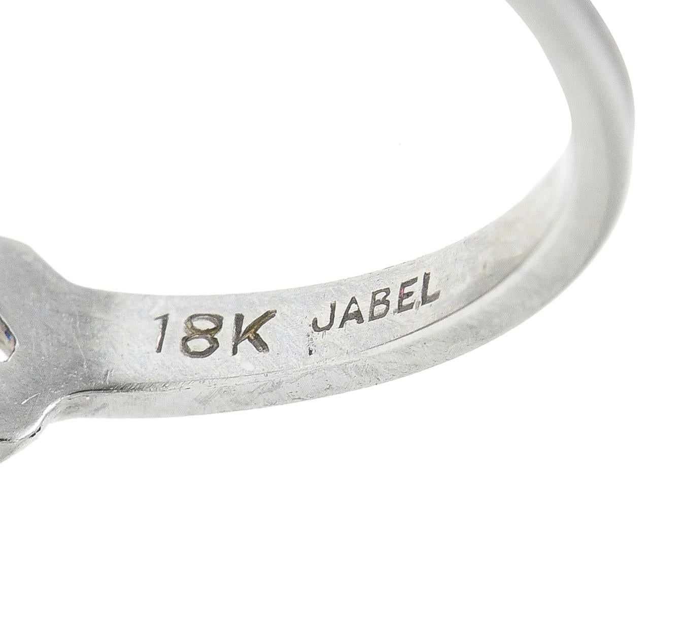 Jabel Art Deco 1.36 Carats Diamond 18 Karat Gold Buckle Engagement Ring GIA For Sale 1