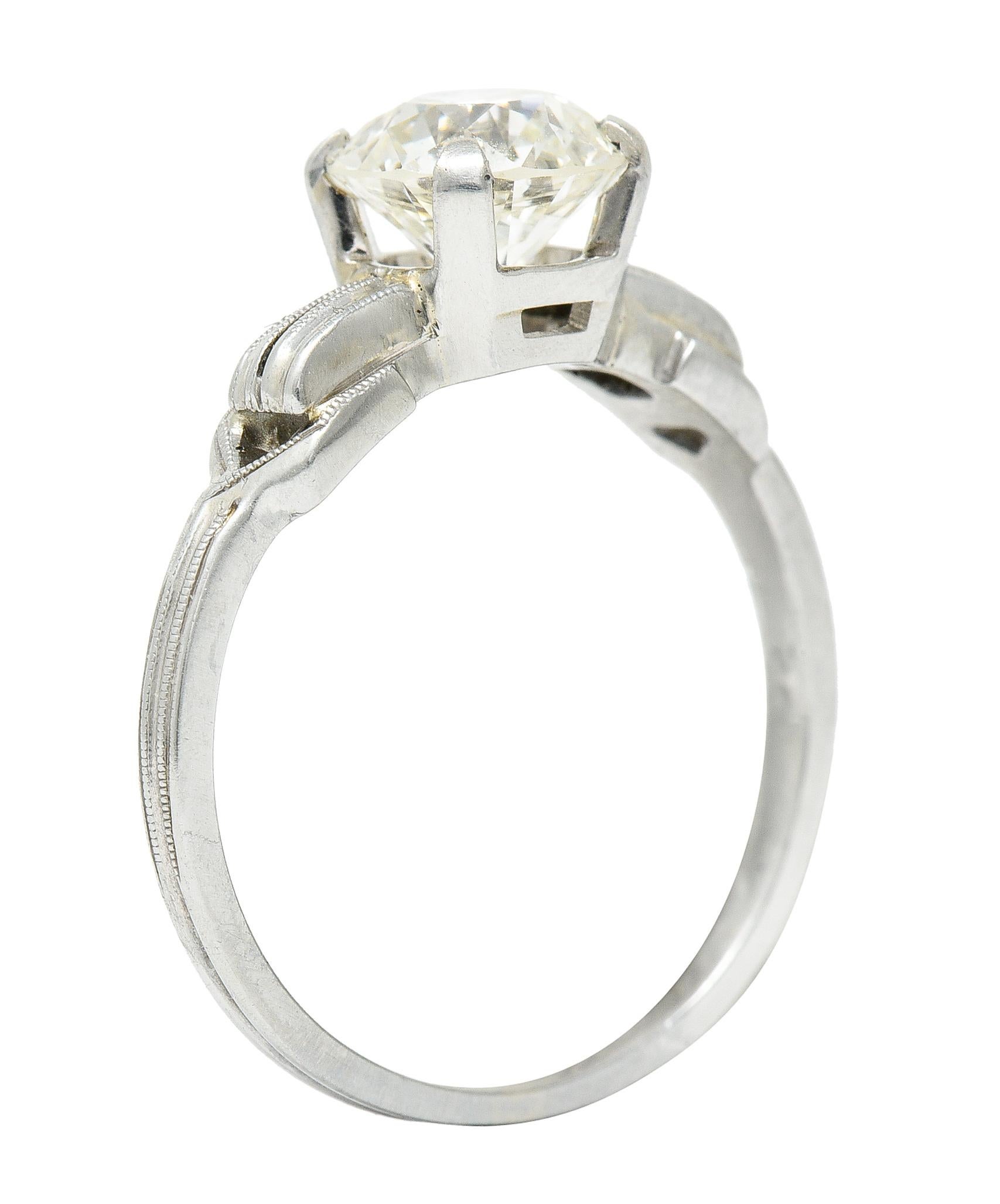 Jabel Art Deco 1.36 Carats Diamond 18 Karat Gold Buckle Engagement Ring GIA For Sale 3