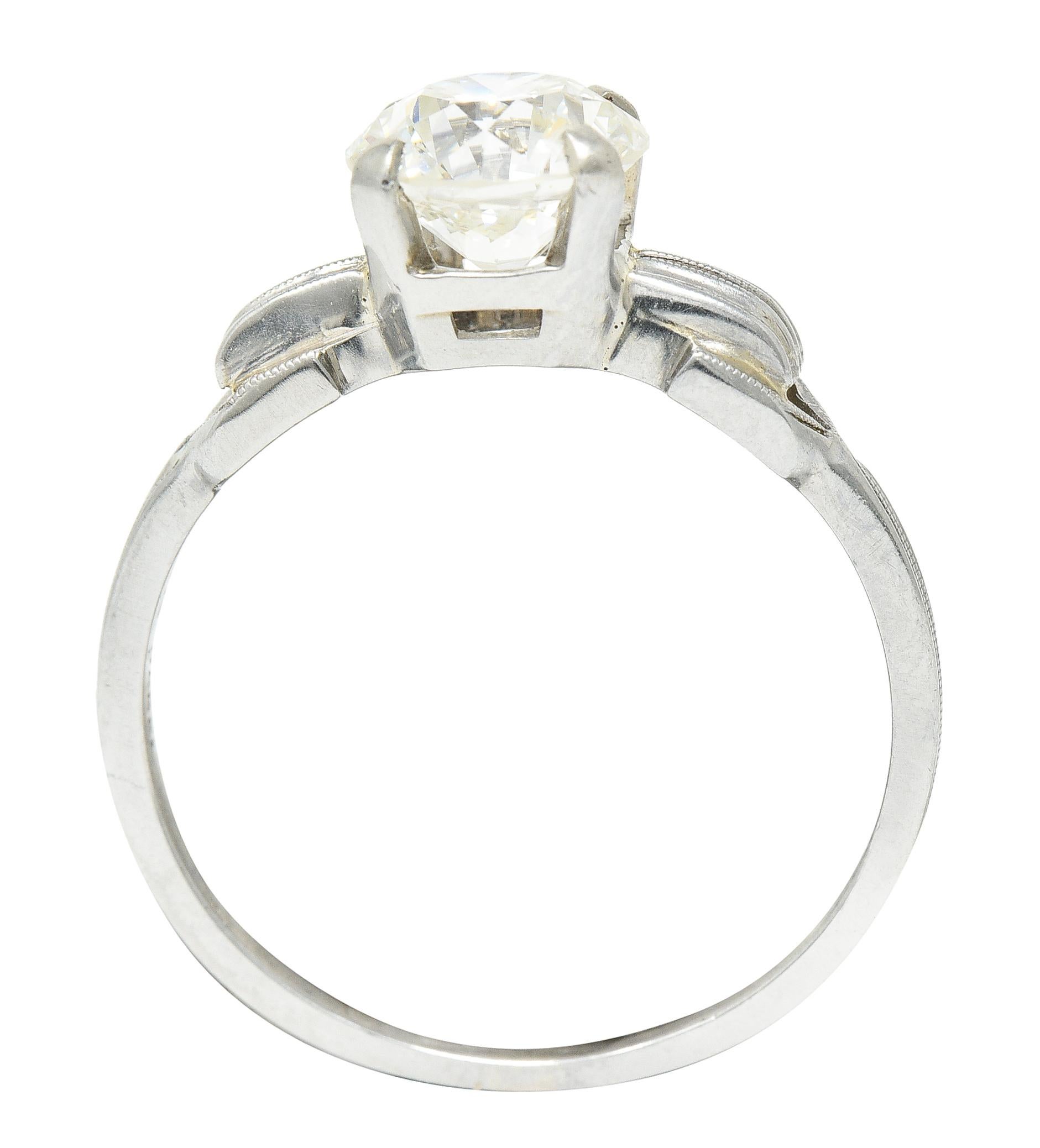 Jabel Art Deco 1.36 Carats Diamond 18 Karat Gold Buckle Engagement Ring GIA For Sale 4