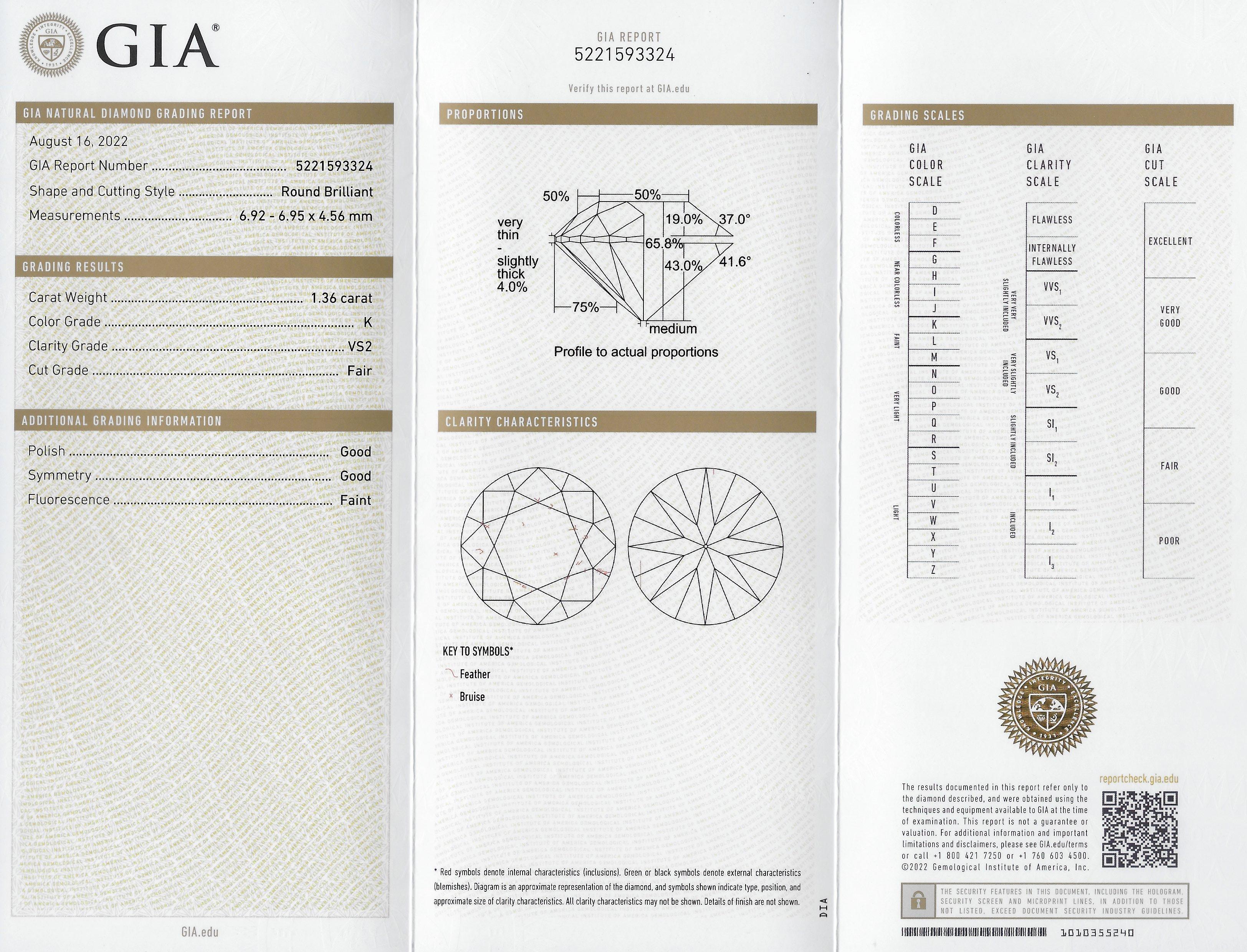 Jabel Art of Vintage 1.36 CTW Diamond 18K Gold Vintage Buckle Engagement Ring GIA en vente 5