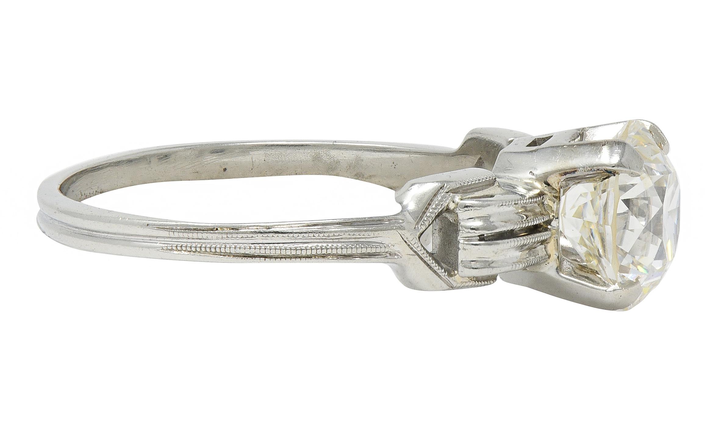 Art déco Jabel Art of Vintage 1.36 CTW Diamond 18K Gold Vintage Buckle Engagement Ring GIA en vente