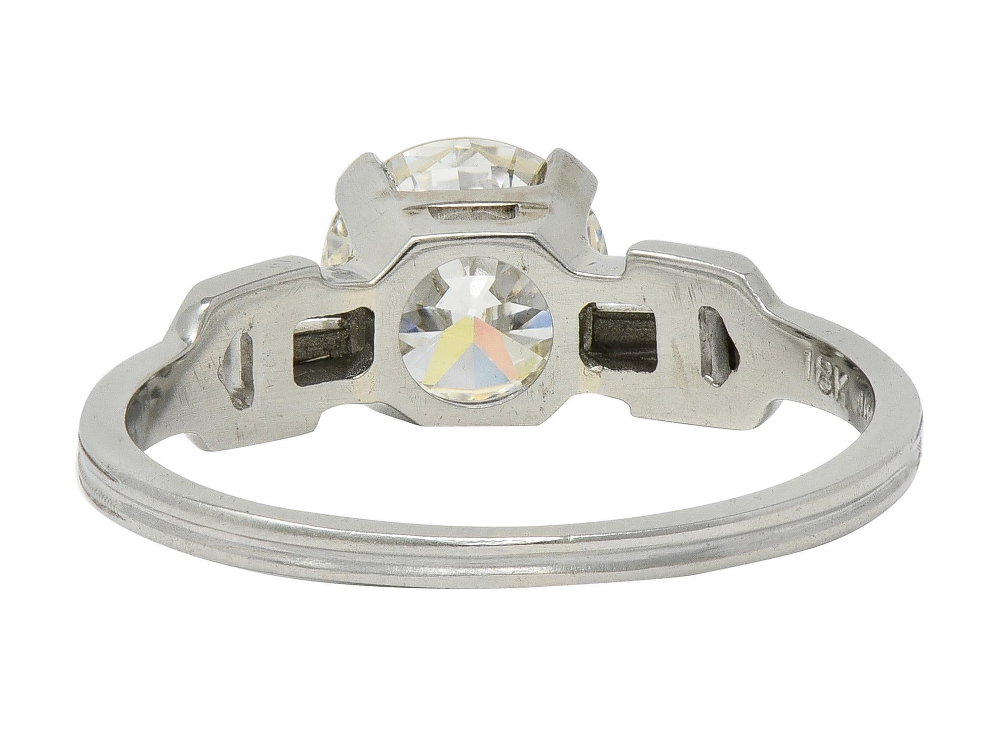 Jabel Art of Vintage 1.36 CTW Diamond 18K Gold Vintage Buckle Engagement Ring GIA Excellent état - En vente à Philadelphia, PA