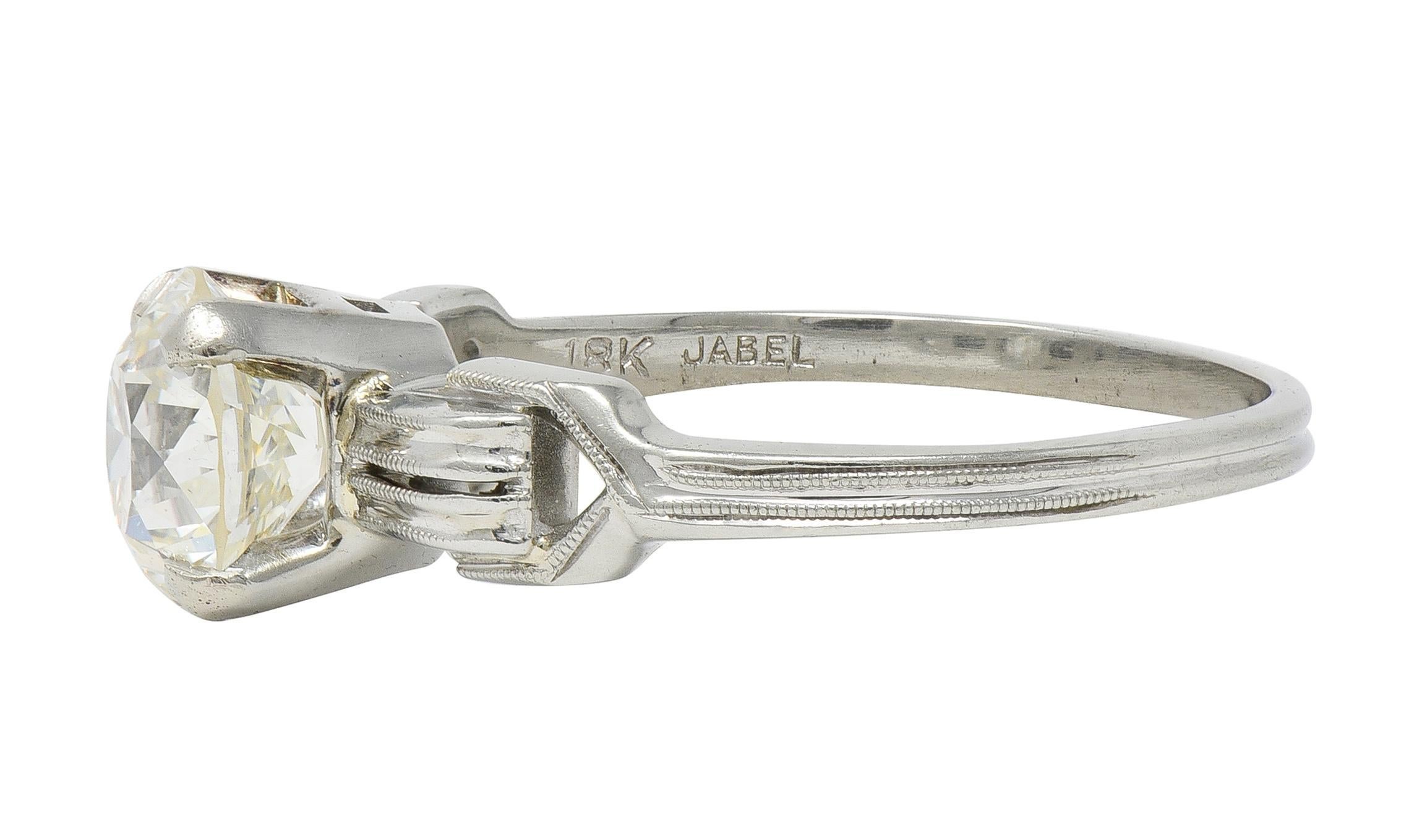 Jabel Art of Vintage 1.36 CTW Diamond 18K Gold Vintage Buckle Engagement Ring GIA Pour femmes en vente