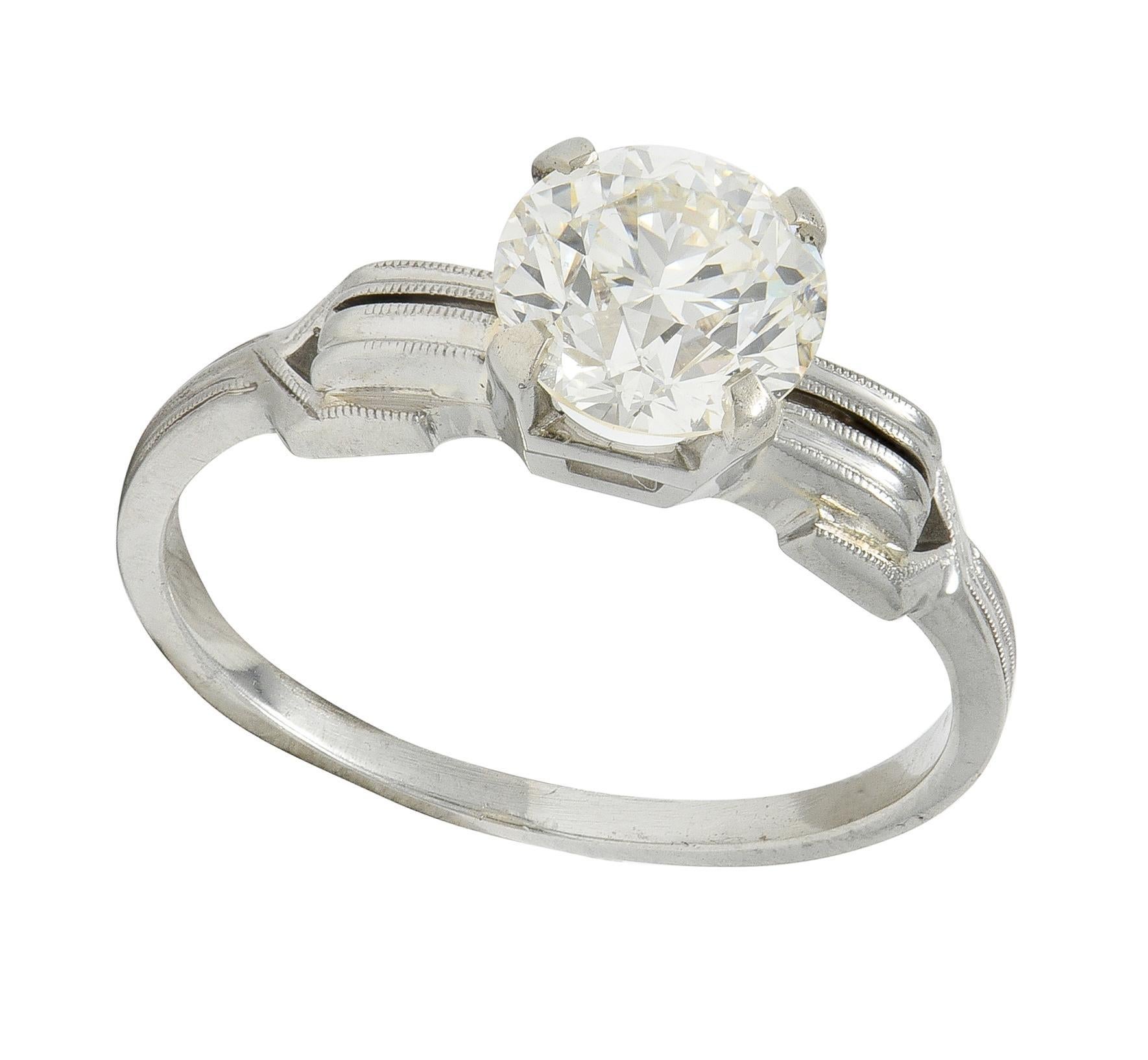 Jabel Art of Vintage 1.36 CTW Diamond 18K Gold Vintage Buckle Engagement Ring GIA en vente 2