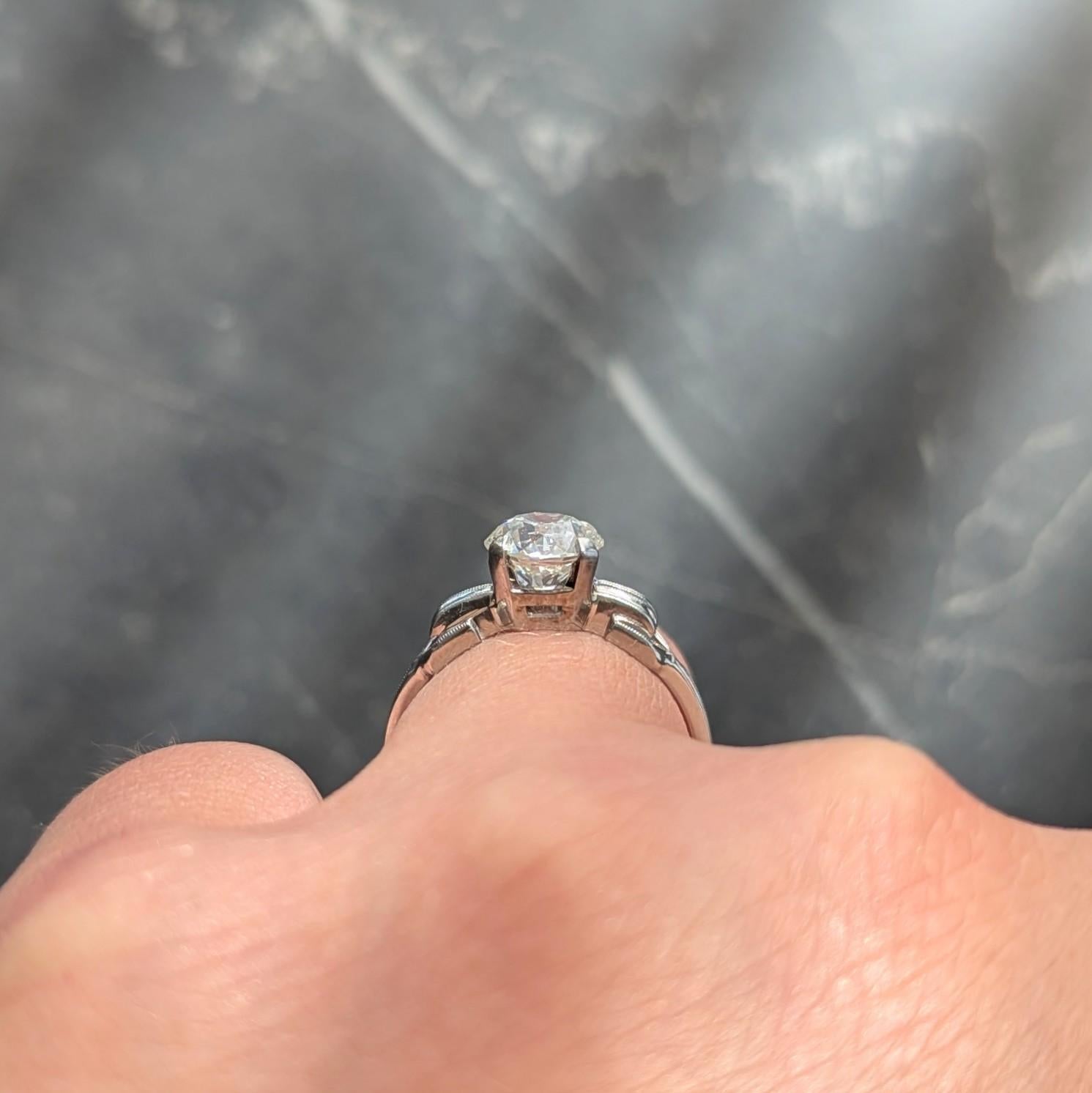 Jabel Art of Vintage 1.36 CTW Diamond 18K Gold Vintage Buckle Engagement Ring GIA en vente 3