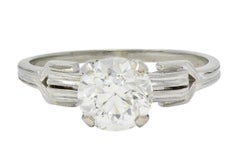 Jabel Anello di fidanzamento con fibbia vintage in oro 18K con diamante da 1,36 CTW GIA