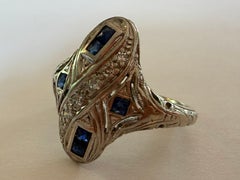 Jabel Art Deco Diamond and Sapphire Dinner Ring