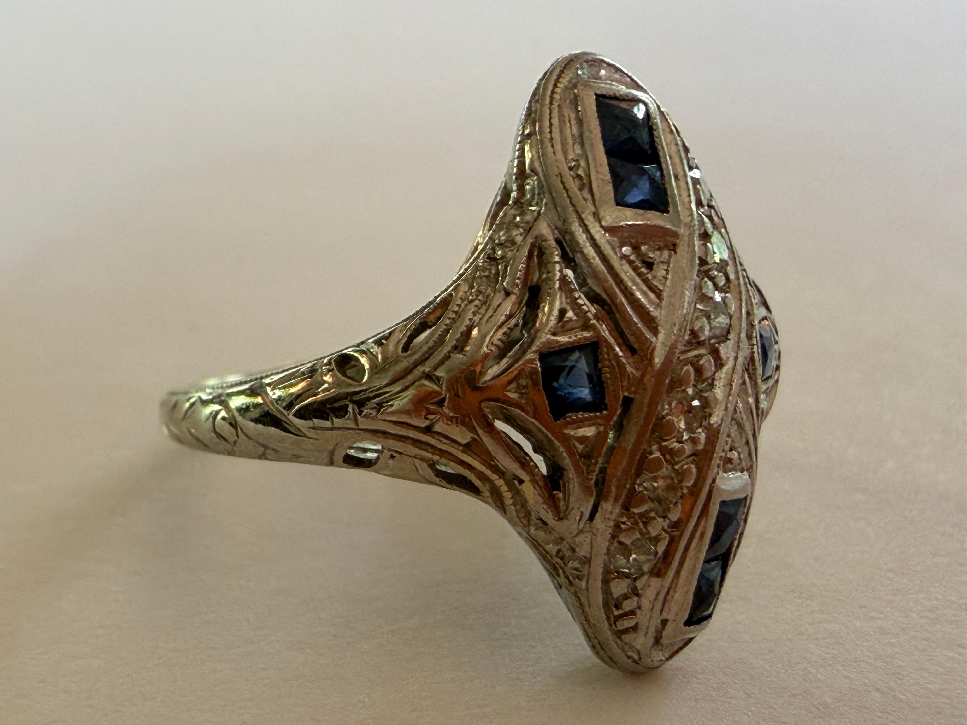 Jabel, bague de table Art déco en diamant et saphir Pour femmes en vente